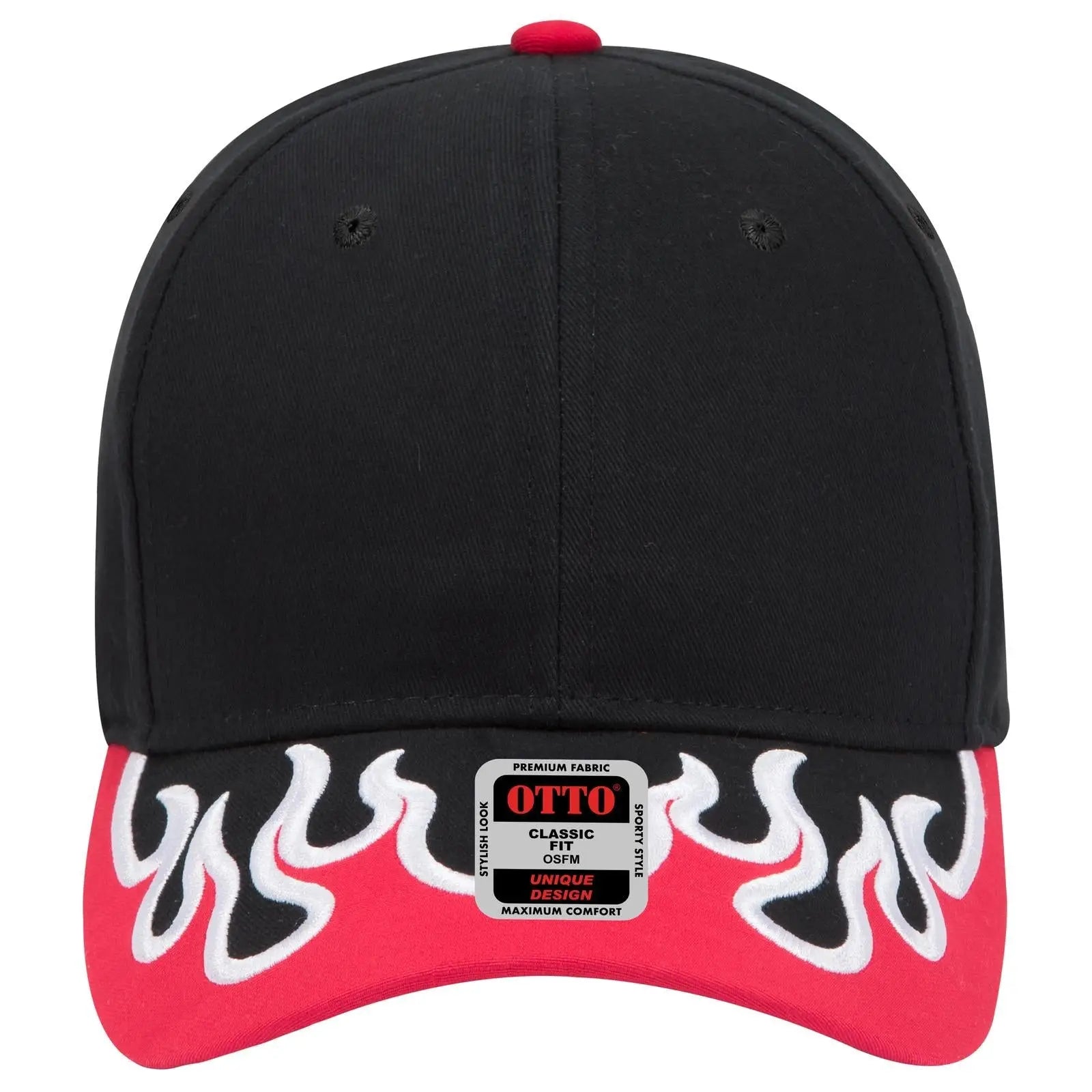 OTTO 58-755 6 Panel Low Profile Baseball Cap - Blk/Red/Wht - Blk/Red/Wht / 6 1/2’’ - 7 5/8’’