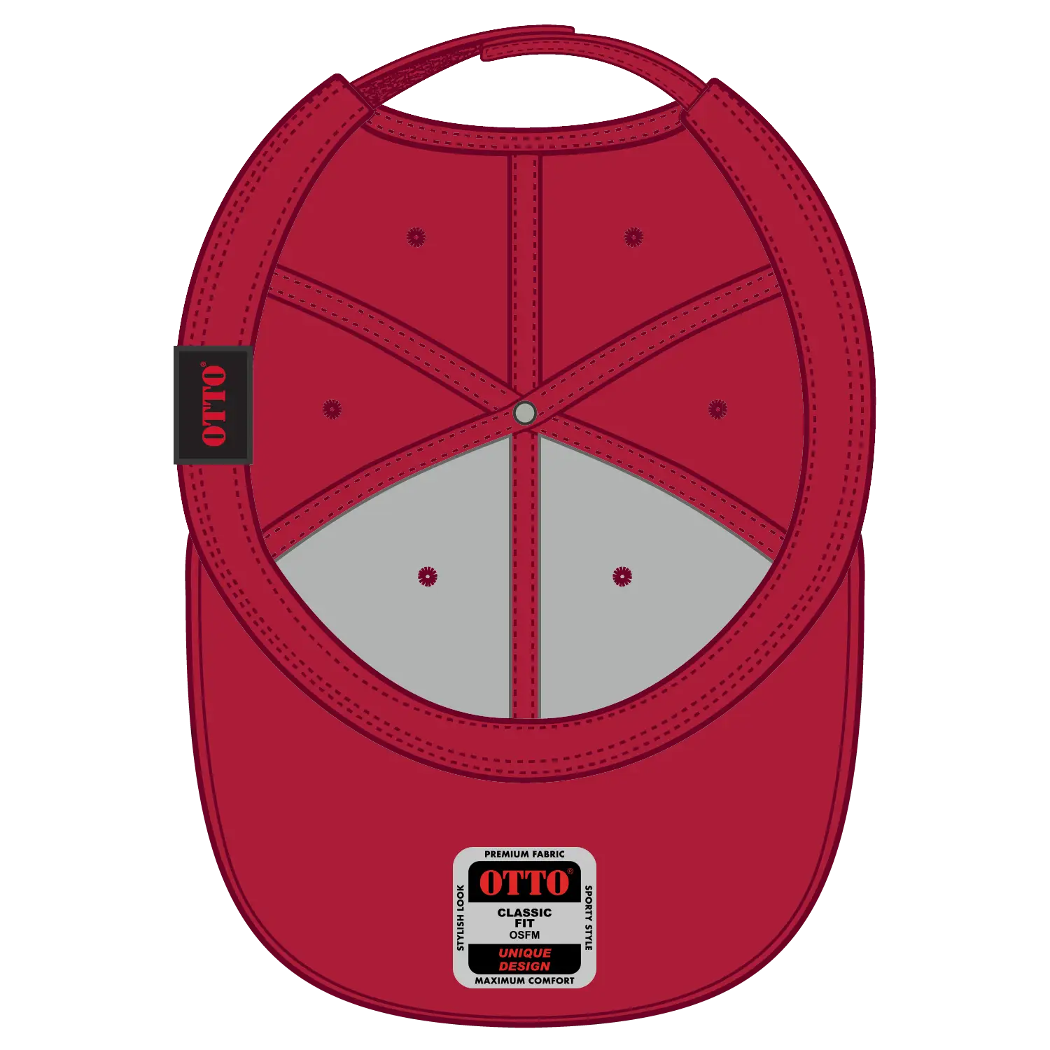 OTTO 58-755 6 Panel Low Profile Baseball Cap - Red/Blk/Blk - Red/Blk/Blk / 6 1/2’’ - 7 5/8’’