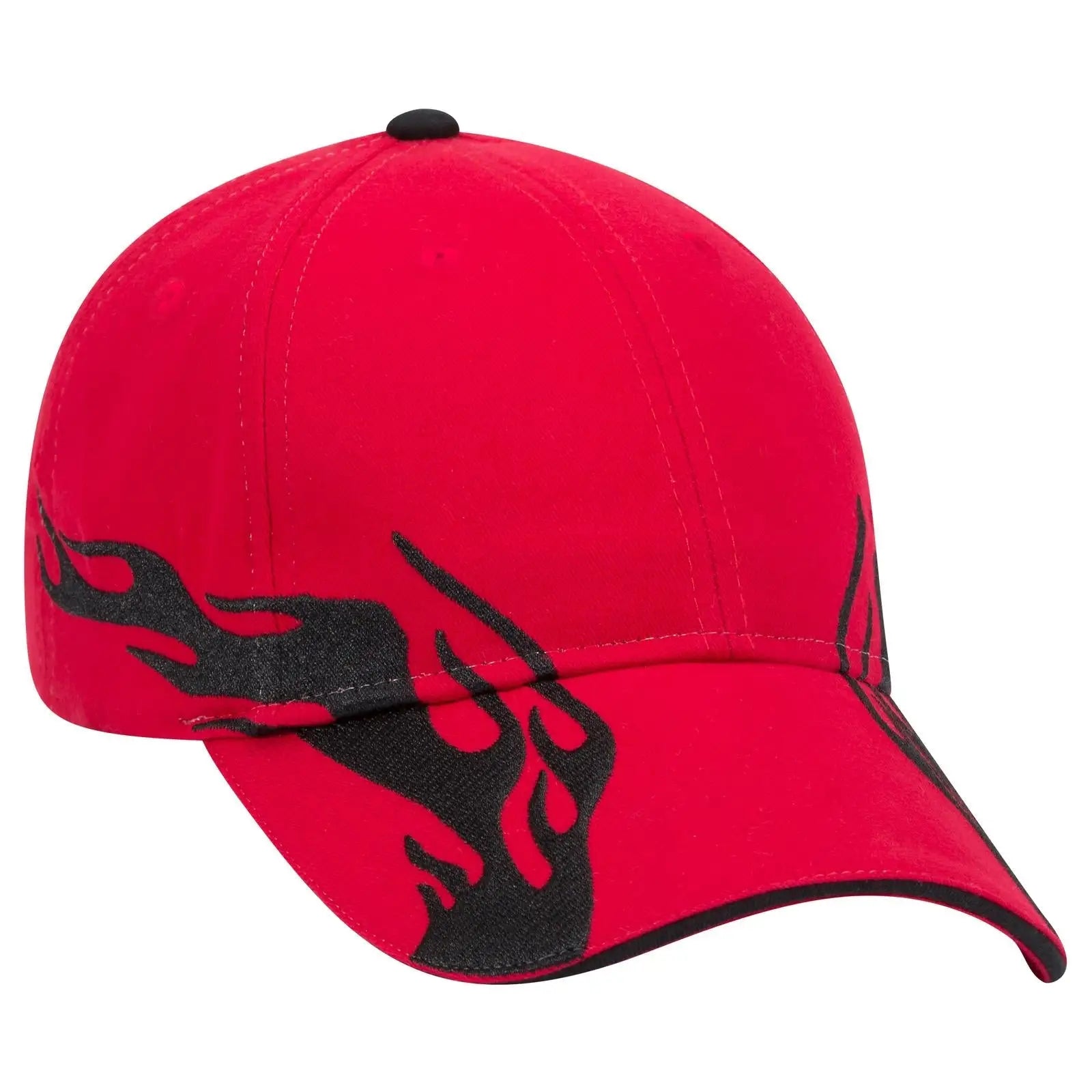OTTO 58-755 6 Panel Low Profile Baseball Cap - Red/Blk/Blk - Red/Blk/Blk / 6 1/2’’ - 7 5/8’’