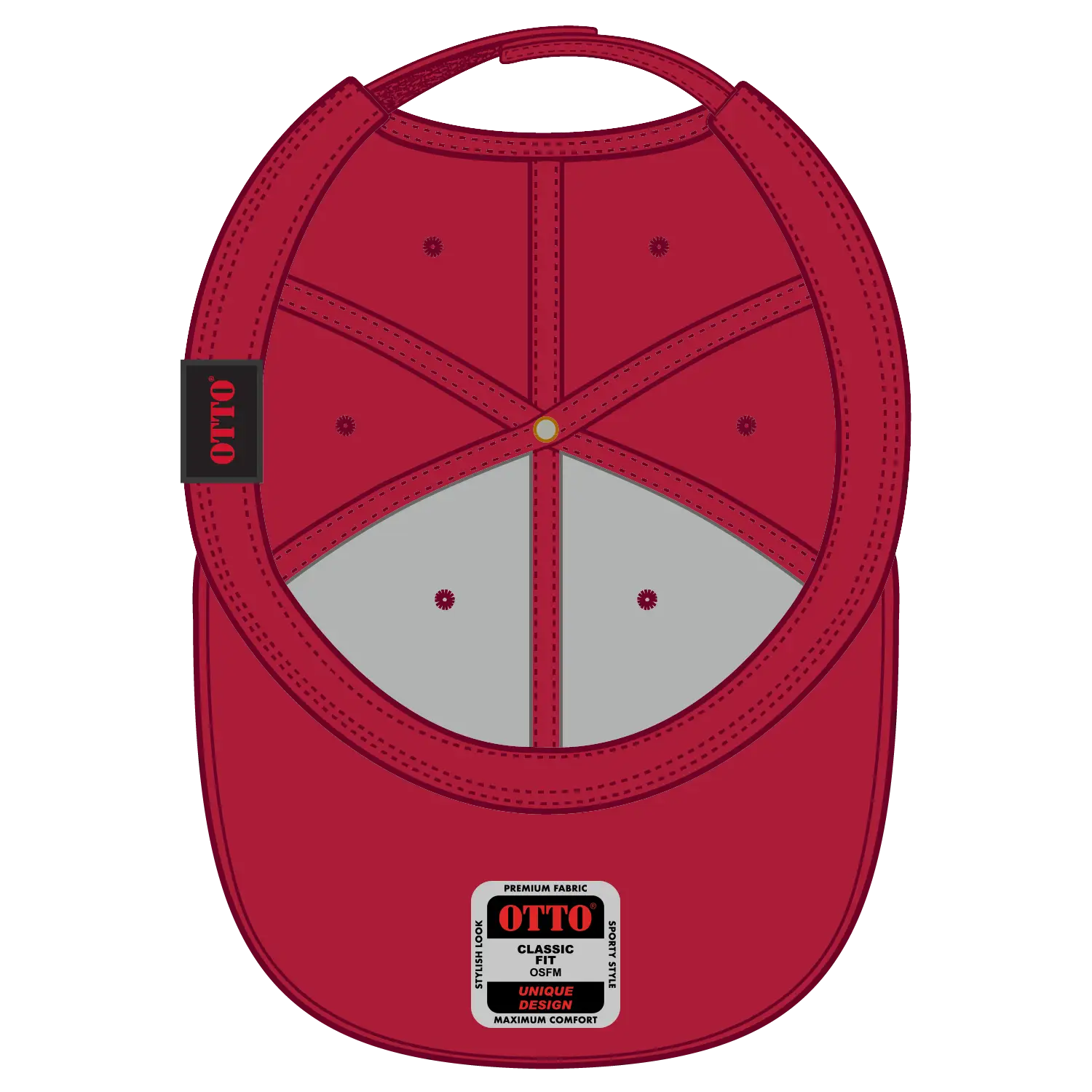 OTTO 58-755 6 Panel Low Profile Baseball Cap - Red/Gld/Gld - Red/Gld/Gld / 6 1/2’’ - 7 5/8’’