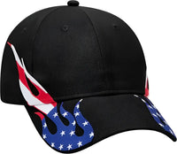 OTTO 58 755 US Flag Flame Pattern Brushed Cotton Twill Cap Black Black / One Size Fits Most