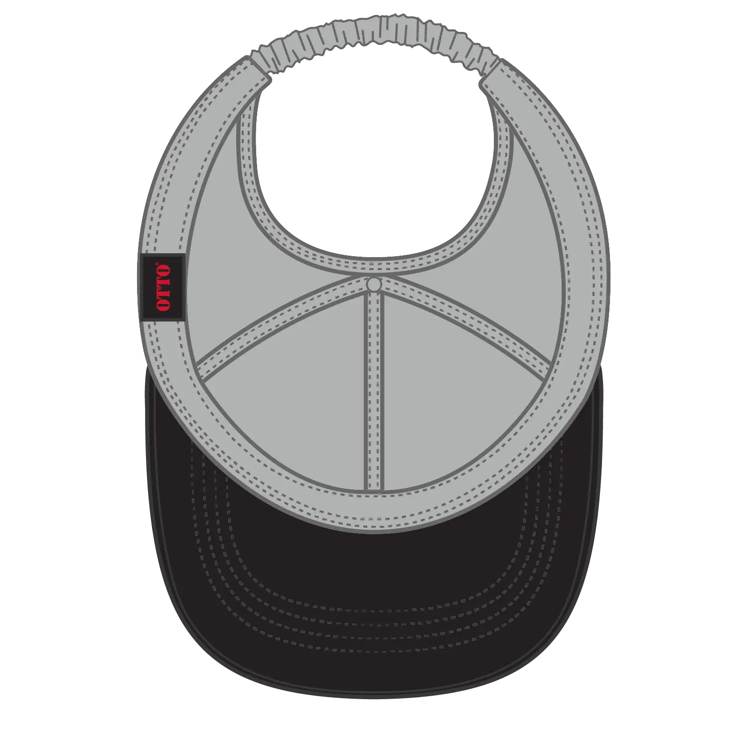 OTTO 69-291 4 Panel Ponytail Cap - Blk/Gry