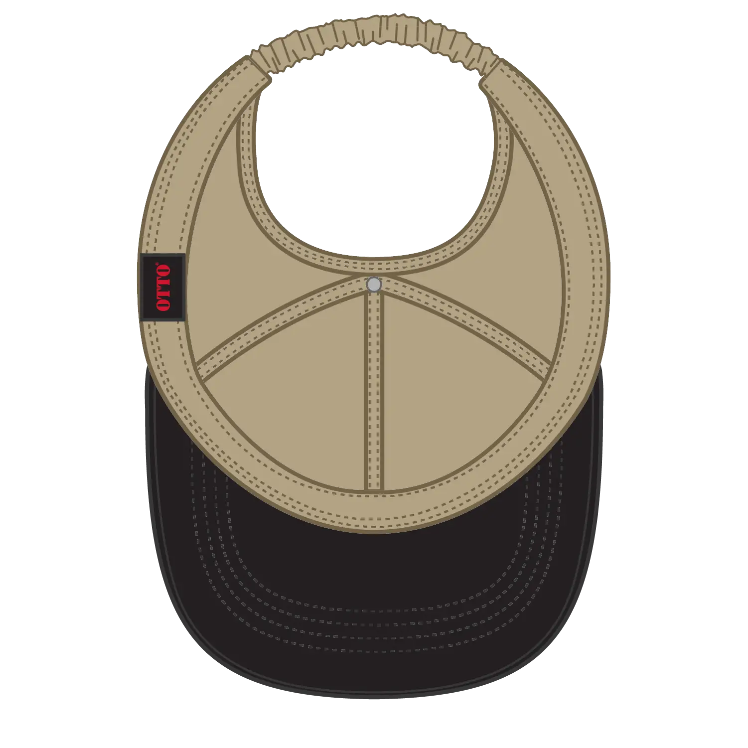 OTTO 69-291 4 Panel Ponytail Cap - Blk/Kha
