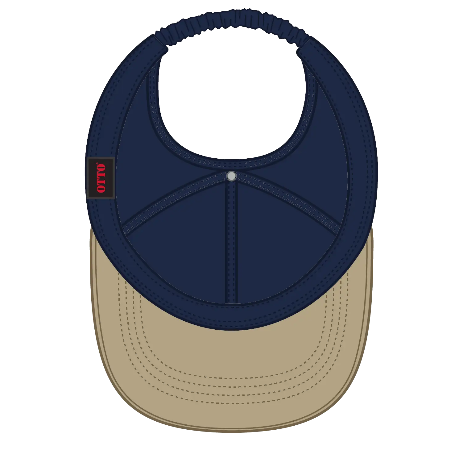 OTTO 69-291 4 Panel Ponytail Cap - Kha/Nvy