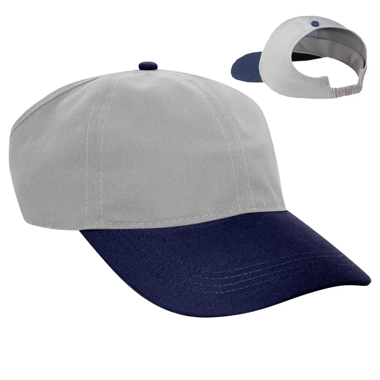 OTTO 69-291 4 Panel Ponytail Cap - Nvy/Gry