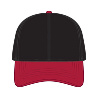 OTTO 69-291 4 Panel Ponytail Cap - Red/Blk - Red/Blk / 7 3/8’’ - 7 5/8’
