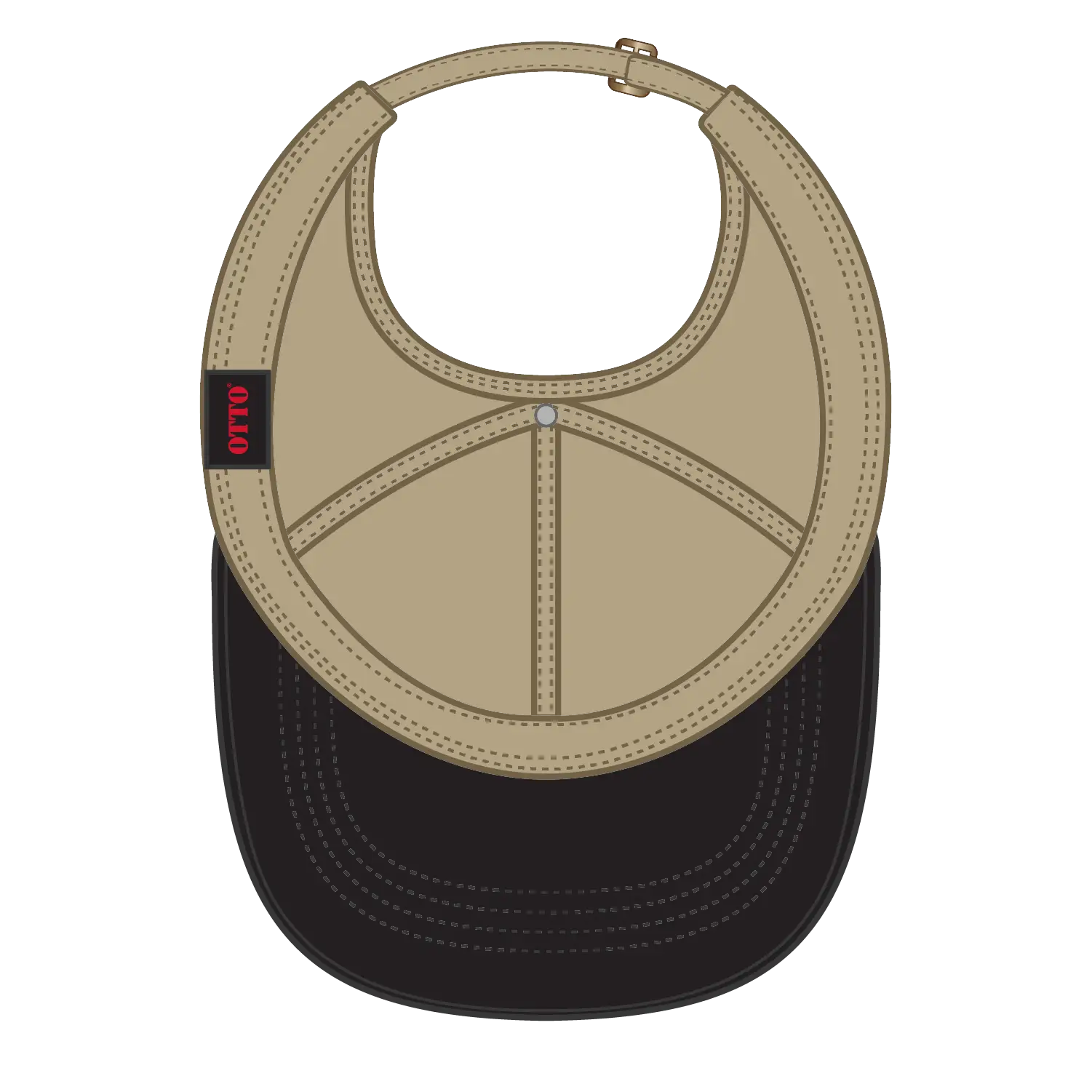 OTTO 69-359 4 Panel Ponytail Cap - Blk/Kha - Blk/Kha / 6 1/2’’ - 7 5/8’’