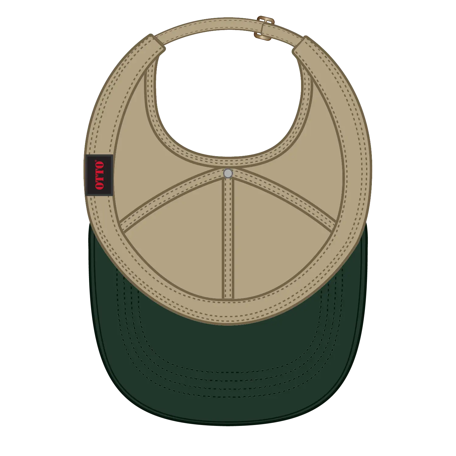 OTTO 69-359 4 Panel Ponytail Cap - Dk.Grn/Kha - Dk.Grn/Kha / 6 1/2’’ - 7 5/8’’