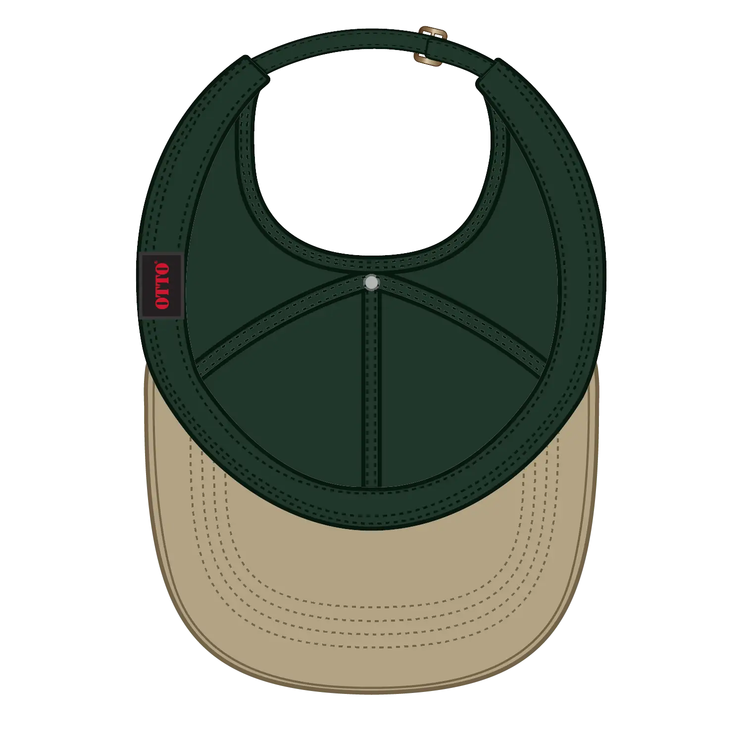 OTTO 69-382 4 Panel Ponytail Cap - Kha/Dk.Grn - Kha/Dk.Grn / 6 1/2’’ - 7 5/8’’