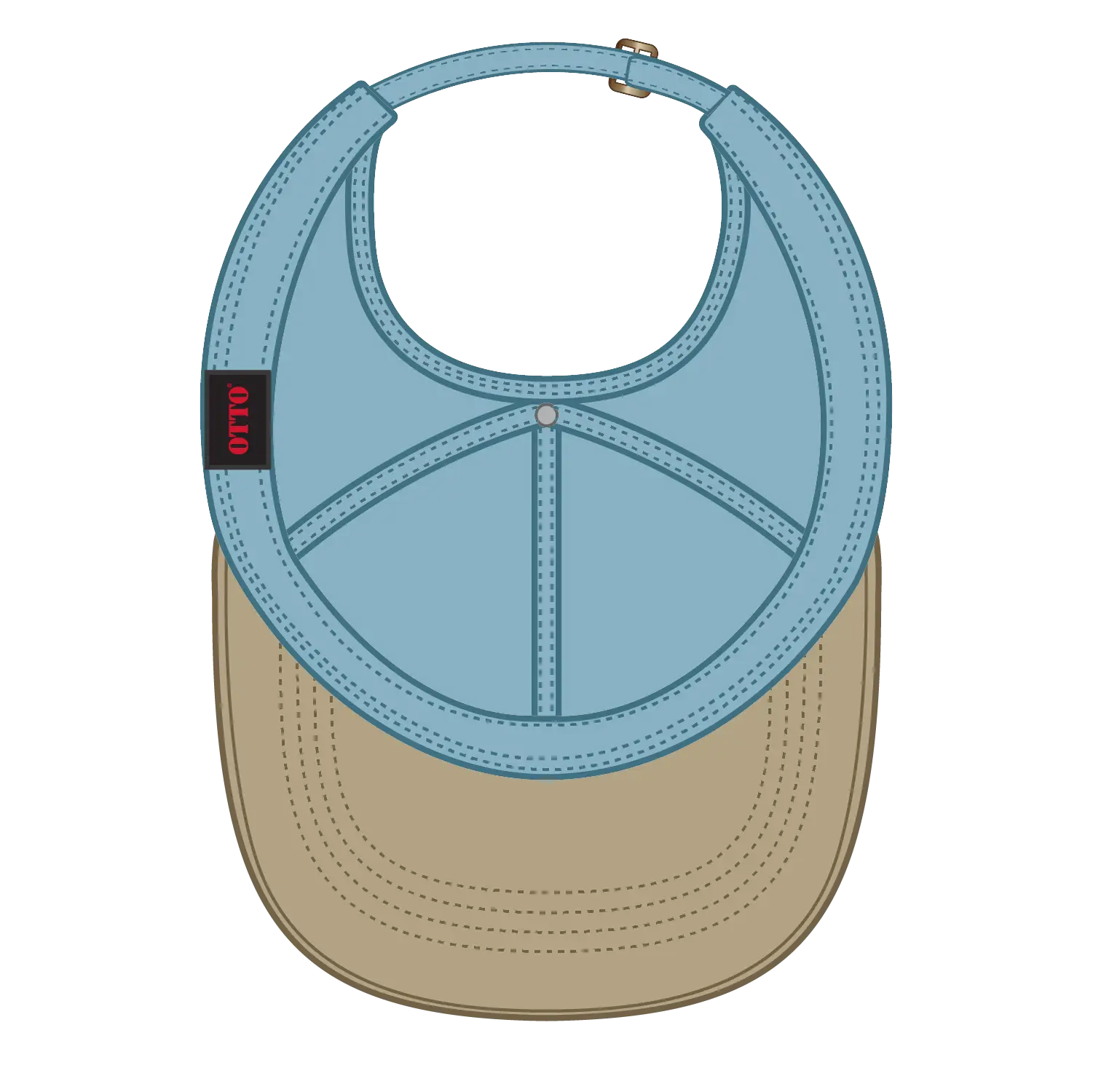 OTTO 69-382 4 Panel Ponytail Cap - Kha/Sk.Blu - Kha/Sk.Blu / 6 1/2’’ - 7 5/8’’