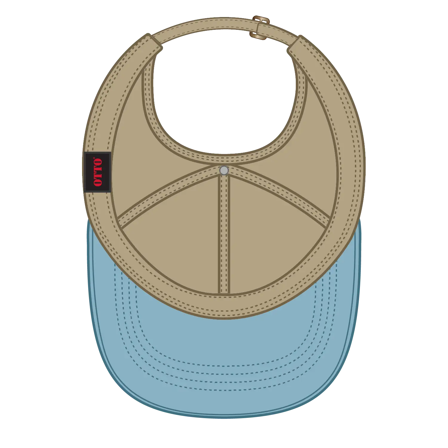 OTTO 69-382 4 Panel Ponytail Cap - Sk.Blu/Kha - Sk.Blu/Kha / 6 1/2’’ - 7 5/8’’