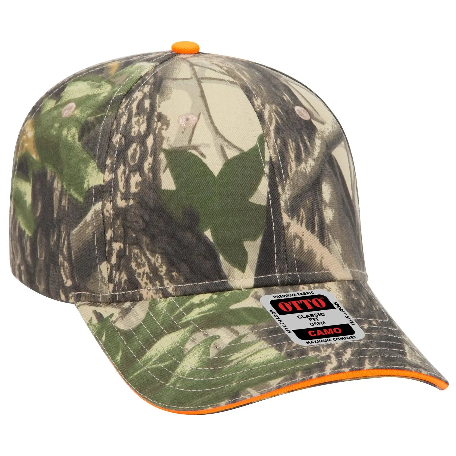 OTTO 71-602 Camouflage 6 Panel Low Profile Baseball Cap - Kha/Blk/Dk.Grn - Kha/Blk/Dk.Grn / 6 1/2’’ - 7 5/8’’