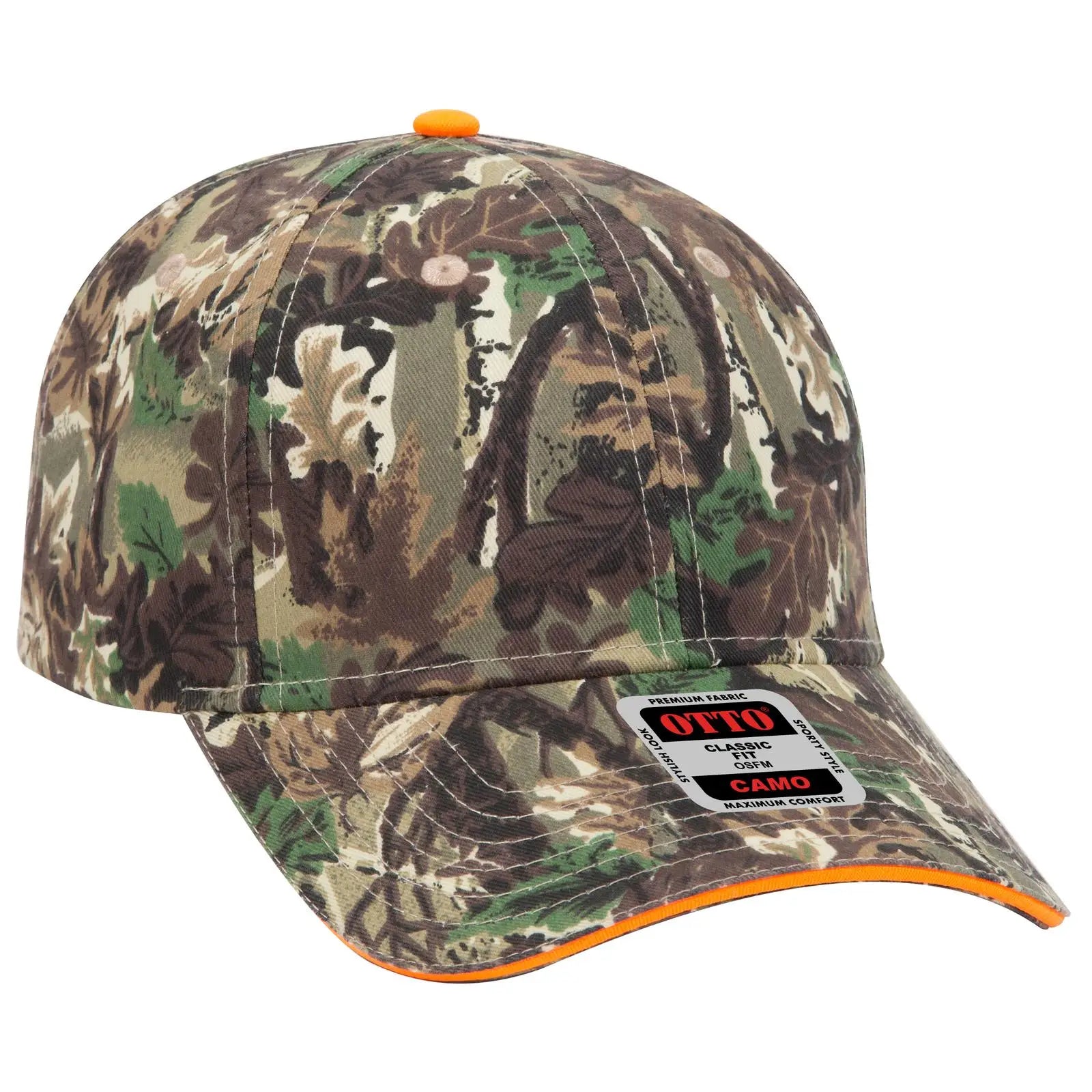 OTTO 71-602 Camouflage 6 Panel Low Profile Baseball Cap - Lt.Lod/Brn/Kly - Lt.Lod/Brn/Kly / 6 1/2’’ - 7 5/8’’