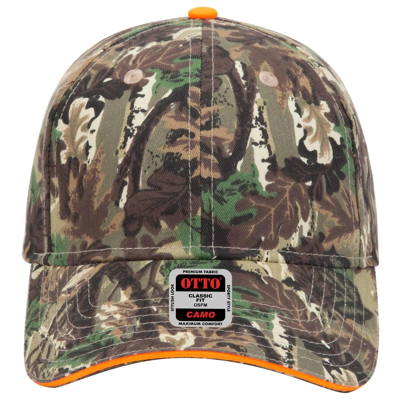OTTO 71-602 Camouflage 6 Panel Low Profile Baseball Cap - Lt.Lod/Brn/Kly - Lt.Lod/Brn/Kly / 6 1/2’’ - 7 5/8’’