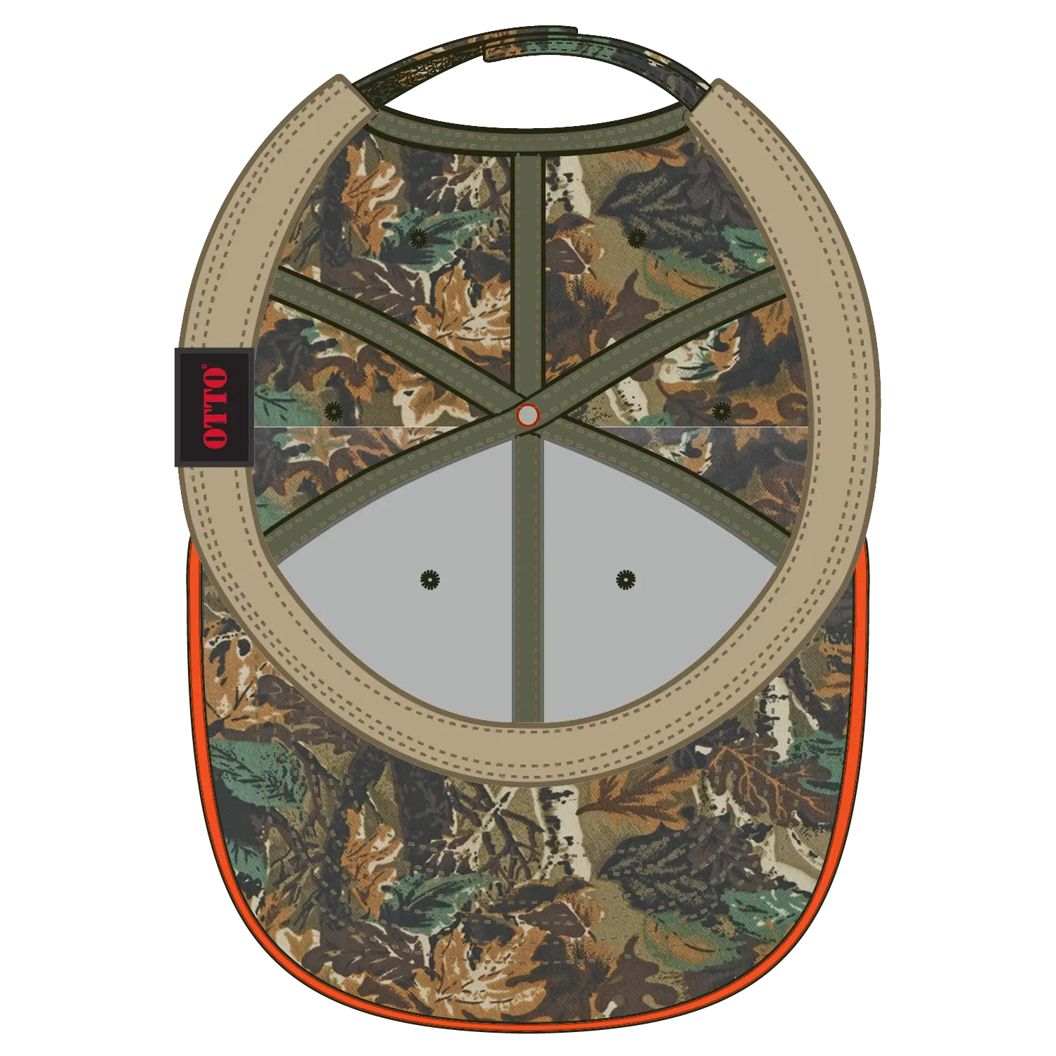 OTTO 71-602 Camouflage 6 Panel Low Profile Baseball Cap - Lt.Lod/Brn/Kly - Lt.Lod/Brn/Kly / 6 1/2’’ - 7 5/8’’