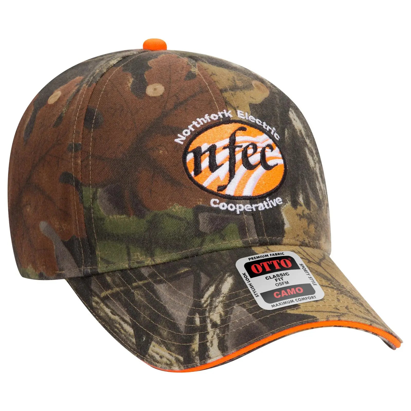 OTTO 71-841 Camouflage 6 Panel Low Profile Baseball Cap - Kha/Blk/Dk.Grn/N.Org - Kha/Blk/Dk.Grn/N.Org / 6 1/2’’ - 7