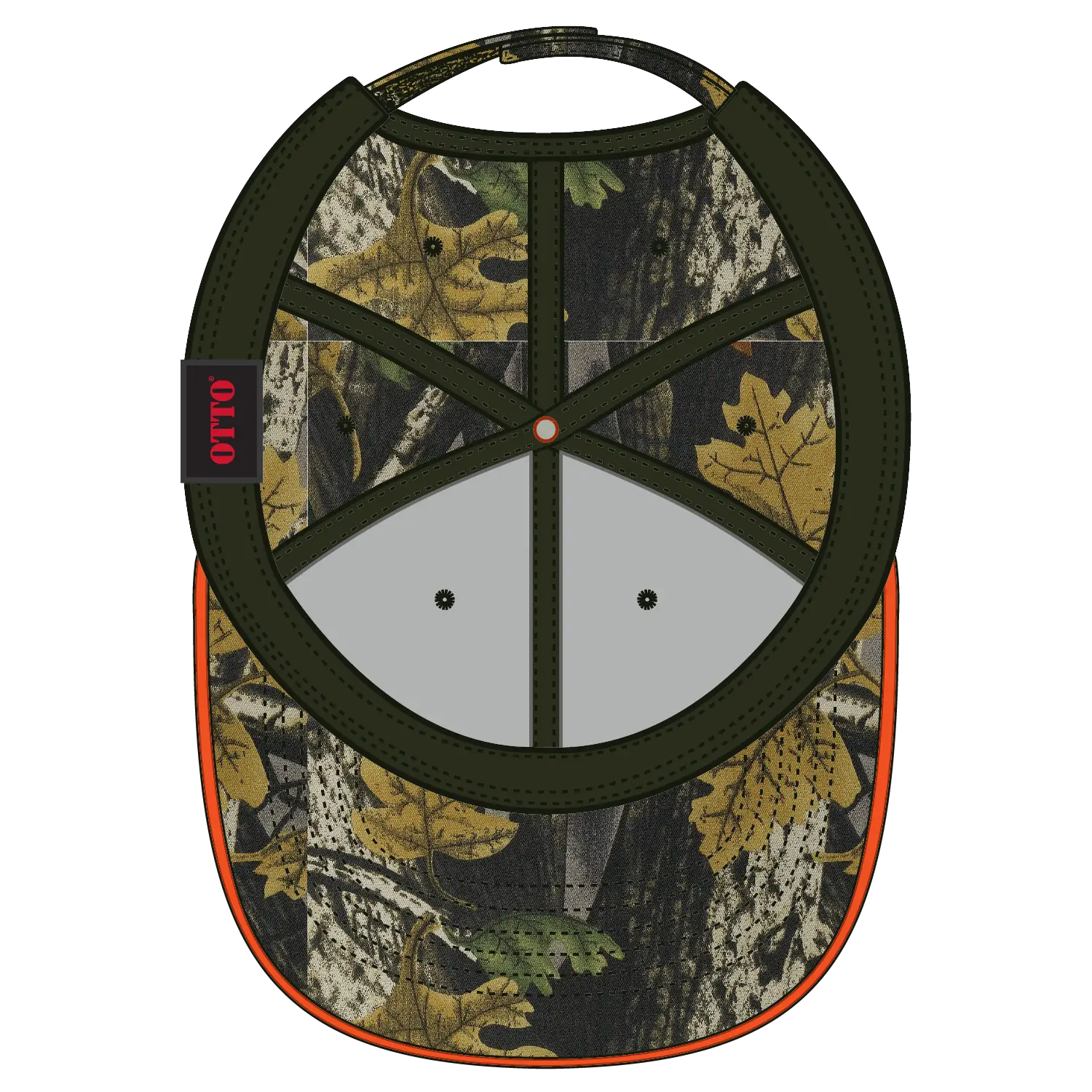 OTTO 71-841 Camouflage 6 Panel Low Profile Baseball Cap - Blk/Dk.Kha/Ch.Gry/N.Org - Blk/Dk.Kha/Ch.Gry/N.Org / 6 1/2’’