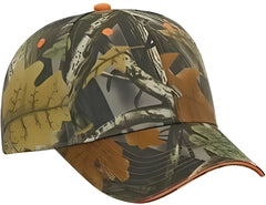 OTTO 71-841 Camouflage 6 Panel Low Profile Baseball Cap - Black DarkKhaki Charcoal Neon Orange - Black Orange