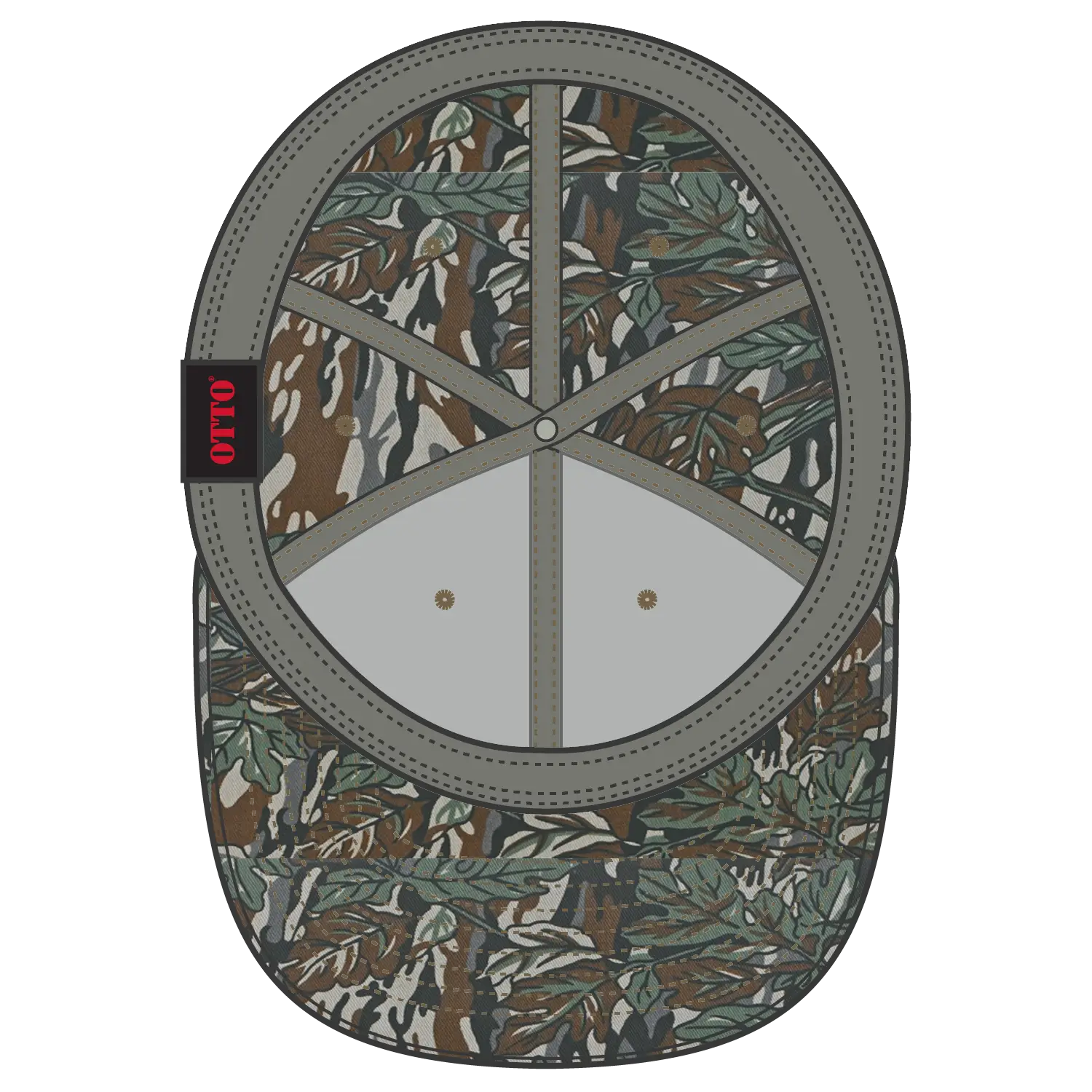 OTTO 77-379 ’OTTO Flex’ Fitted Camouflage 6 Panel Low Profile Baseball Cap - Gry/Dk.Grn - Gry/Dk.Grn / 7’’ - 7 1/4’’
