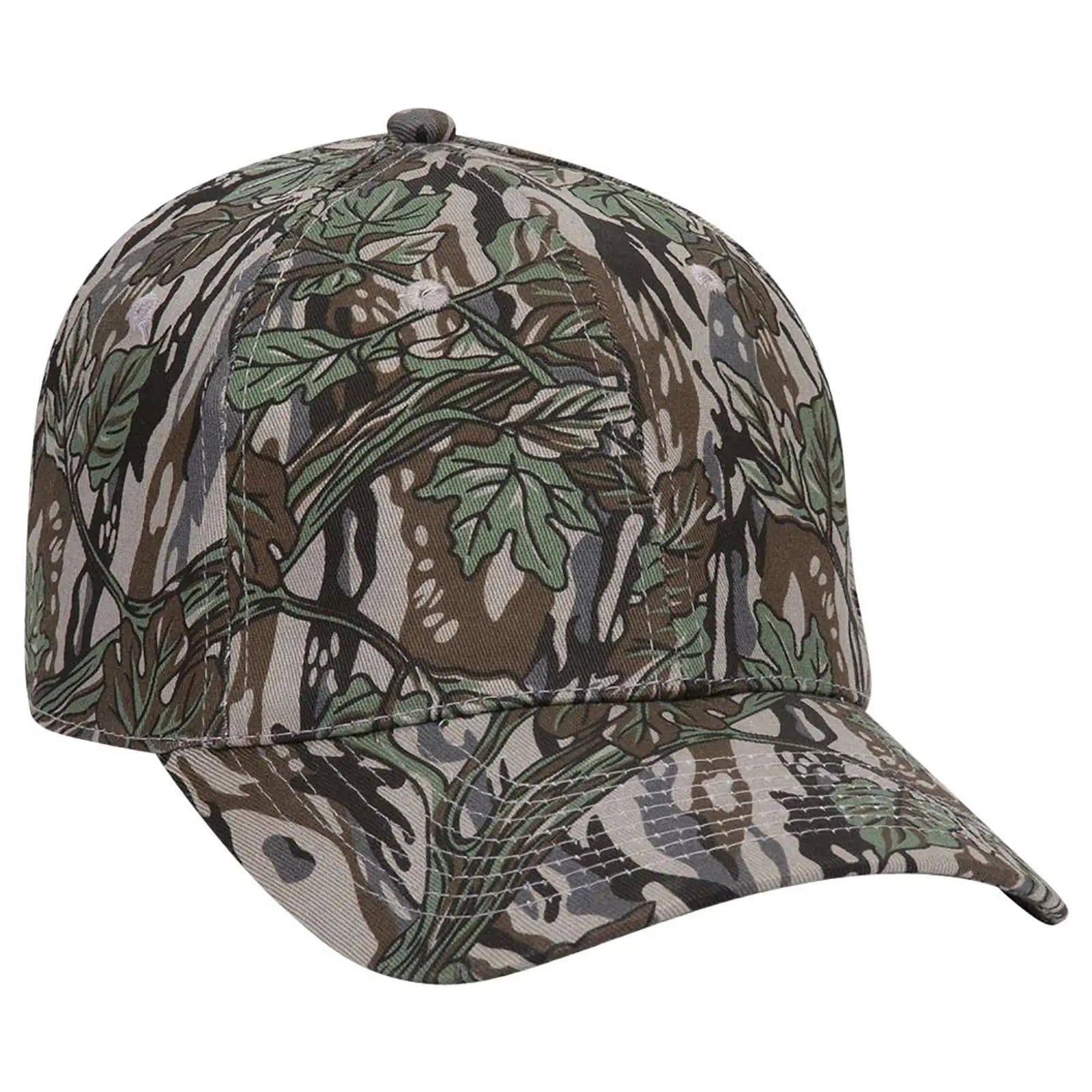 OTTO 77-379 ’OTTO Flex’ Fitted Camouflage 6 Panel Low Profile Baseball Cap - Gry/Dk.Grn - Gry/Dk.Grn / 7’’ - 7 1/4’’