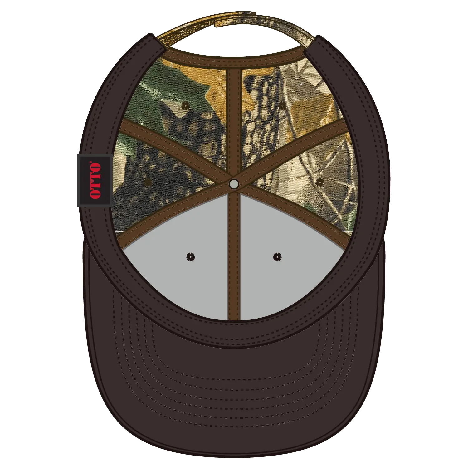 OTTO 78-1130 Camouflage 6 Panel Low Profile Baseball Cap - Dk.Brn/Kha/Blk/Dk.Grn - Dk.Brn/Kha/Blk/Dk.Grn / 6 1/2’’ - 7