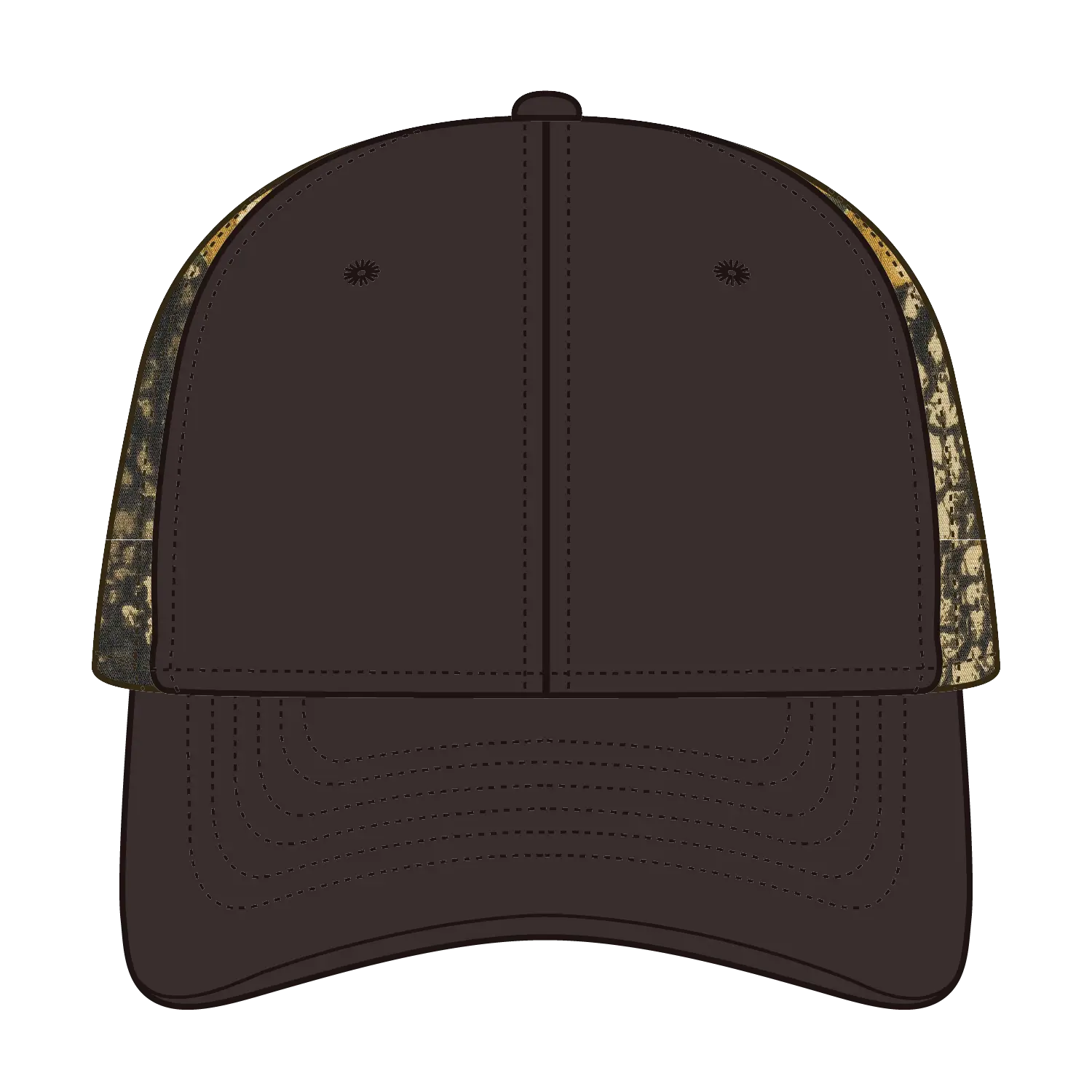 OTTO 78-1130 Camouflage 6 Panel Low Profile Baseball Cap - Dk.Brn/Kha/Blk/Dk.Grn - Dk.Brn/Kha/Blk/Dk.Grn / 6 1/2’’ - 7