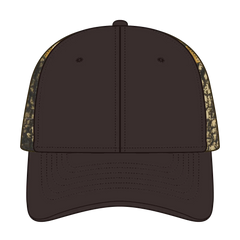OTTO 78-1130 Camouflage 6 Panel Low Profile Baseball Cap - Dk.Brn/Kha/Blk/Dk.Grn - Dk.Brn/Kha/Blk/Dk.Grn / 6 1/2’’ - 7