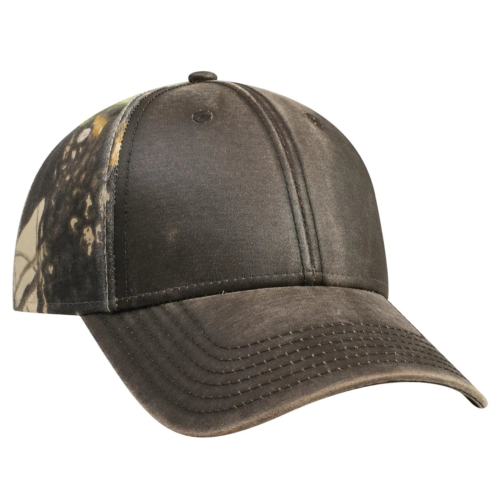 OTTO 78-1130 Camouflage 6 Panel Low Profile Baseball Cap - Dk.Brn/Kha/Blk/Dk.Grn - Dk.Brn/Kha/Blk/Dk.Grn / 6 1/2’’ - 7