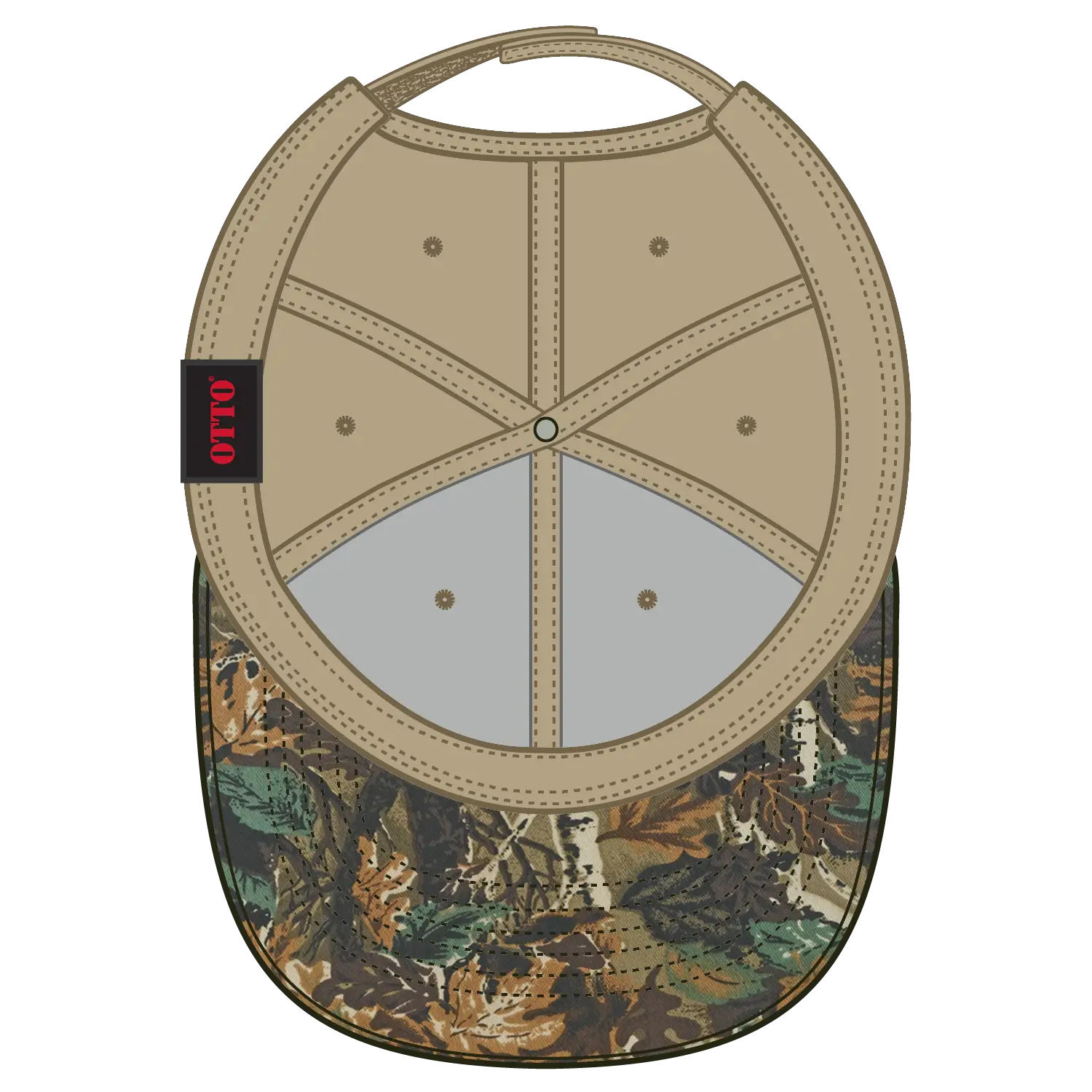 OTTO 78-353 Camouflage 6 Panel Low Profile Baseball Cap - Lt.Lod/Brn/Kly/Kha - Lt.Lod/Brn/Kly/Kha / 6 1/2’’ - 7 5/8’’