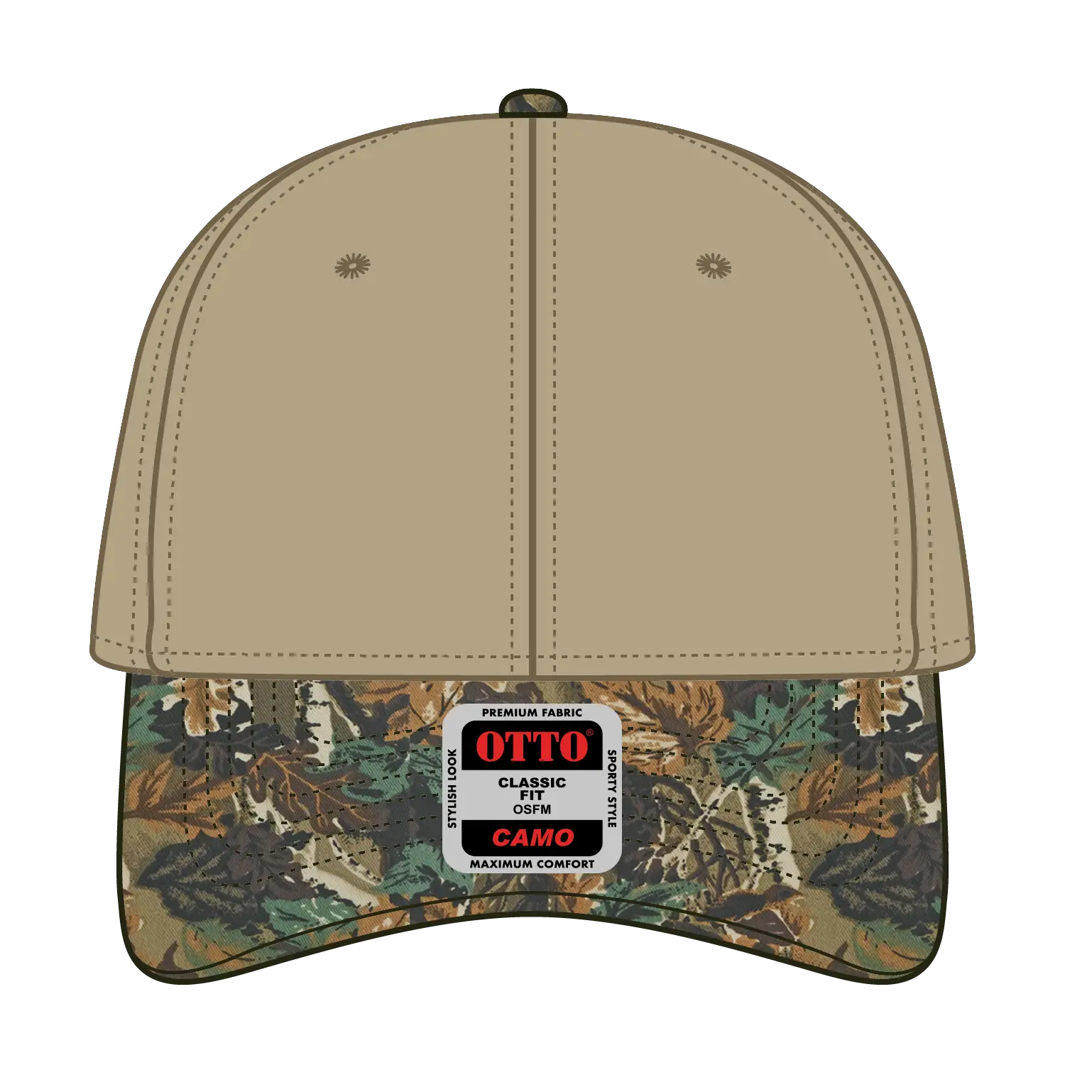OTTO 78-353 Camouflage 6 Panel Low Profile Baseball Cap - Lt.Lod/Brn/Kly/Kha - Lt.Lod/Brn/Kly/Kha / 6 1/2’’ - 7 5/8’’