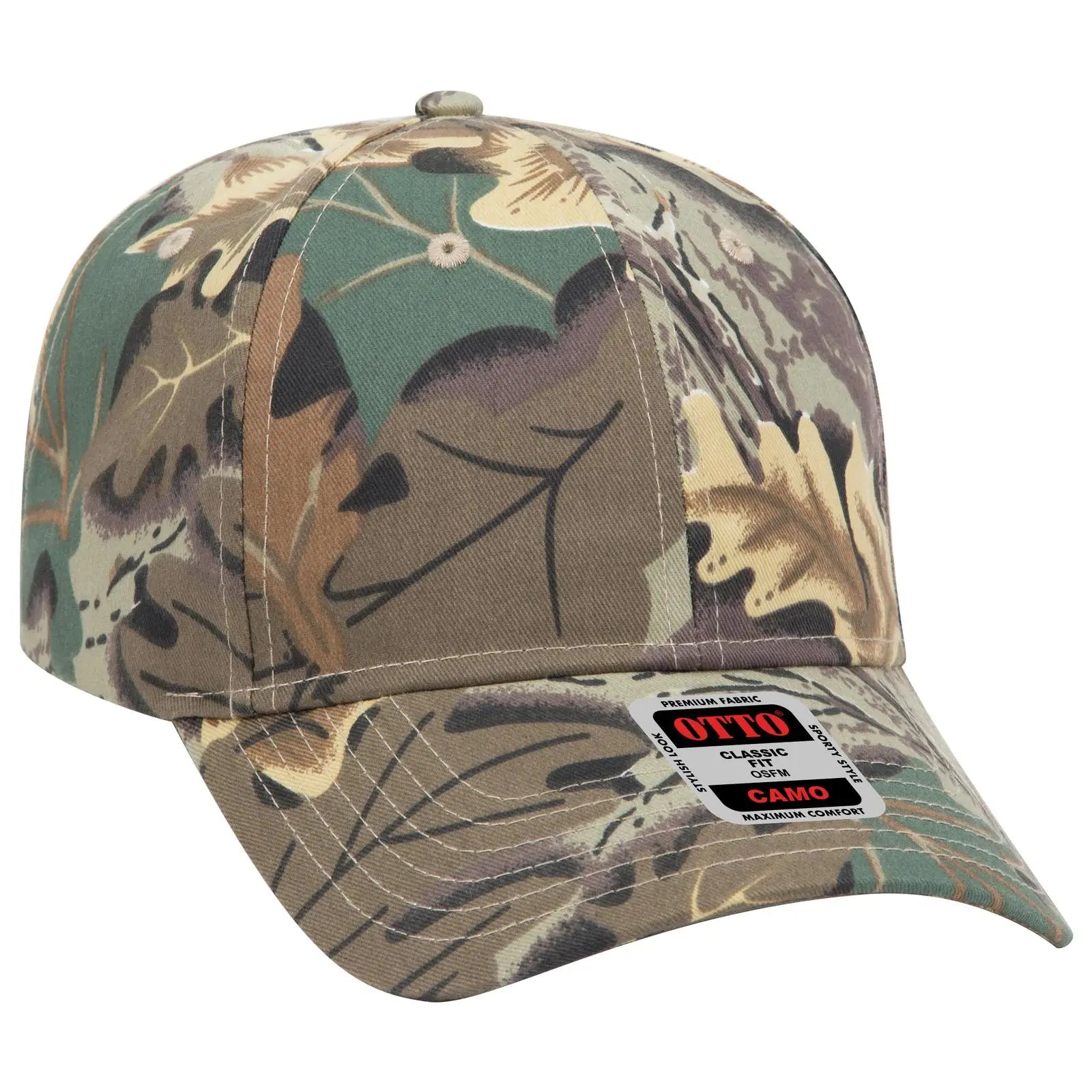 OTTO 78-353 Camouflage 6 Panel Low Profile Baseball Cap - Kha/Brn/Lt.Ol.Grn - Kha/Brn/Lt.Ol.Grn / 6 1/2’’ - 7 5/8’’