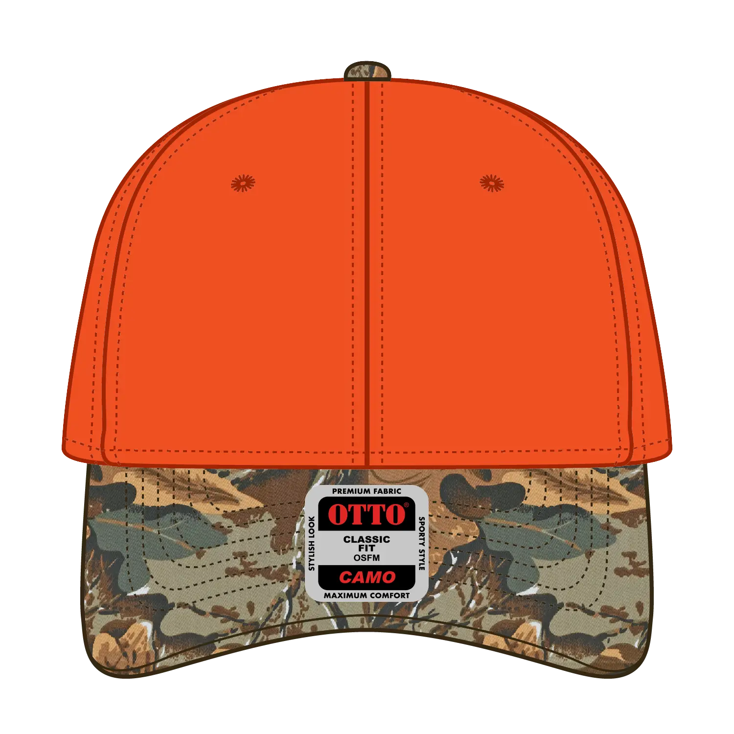 OTTO 78-353 Camouflage 6 Panel Low Profile Baseball Cap - Kha/Brn/Lt.Ol.Grn/N.Org - Kha/Brn/Lt.Ol.Grn/N.Org / 6 1/2’’