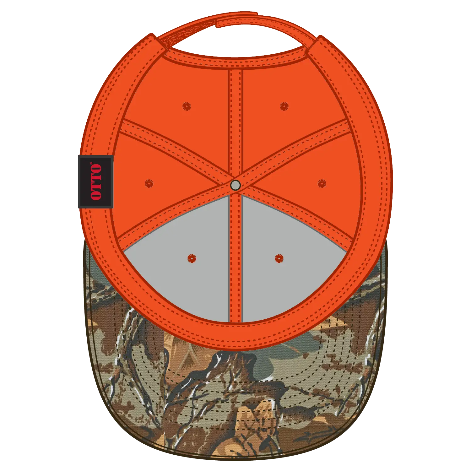 OTTO 78-353 Camouflage 6 Panel Low Profile Baseball Cap - Kha/Brn/Lt.Ol.Grn/N.Org - Kha/Brn/Lt.Ol.Grn/N.Org / 6 1/2’’