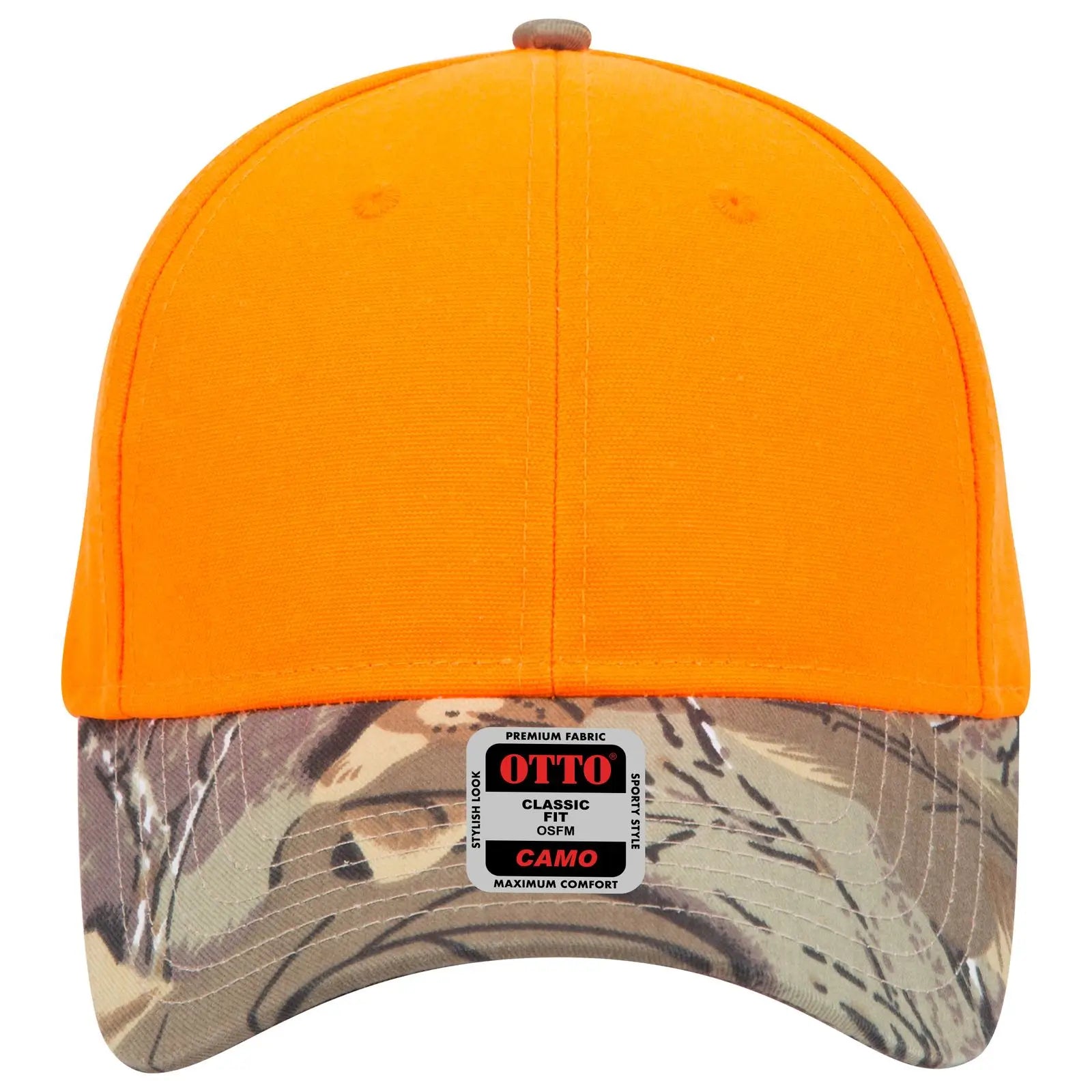 OTTO 78-353 Camouflage 6 Panel Low Profile Baseball Cap - Kha/Brn/Lt.Ol.Grn/N.Org - Kha/Brn/Lt.Ol.Grn/N.Org / 6 1/2’’
