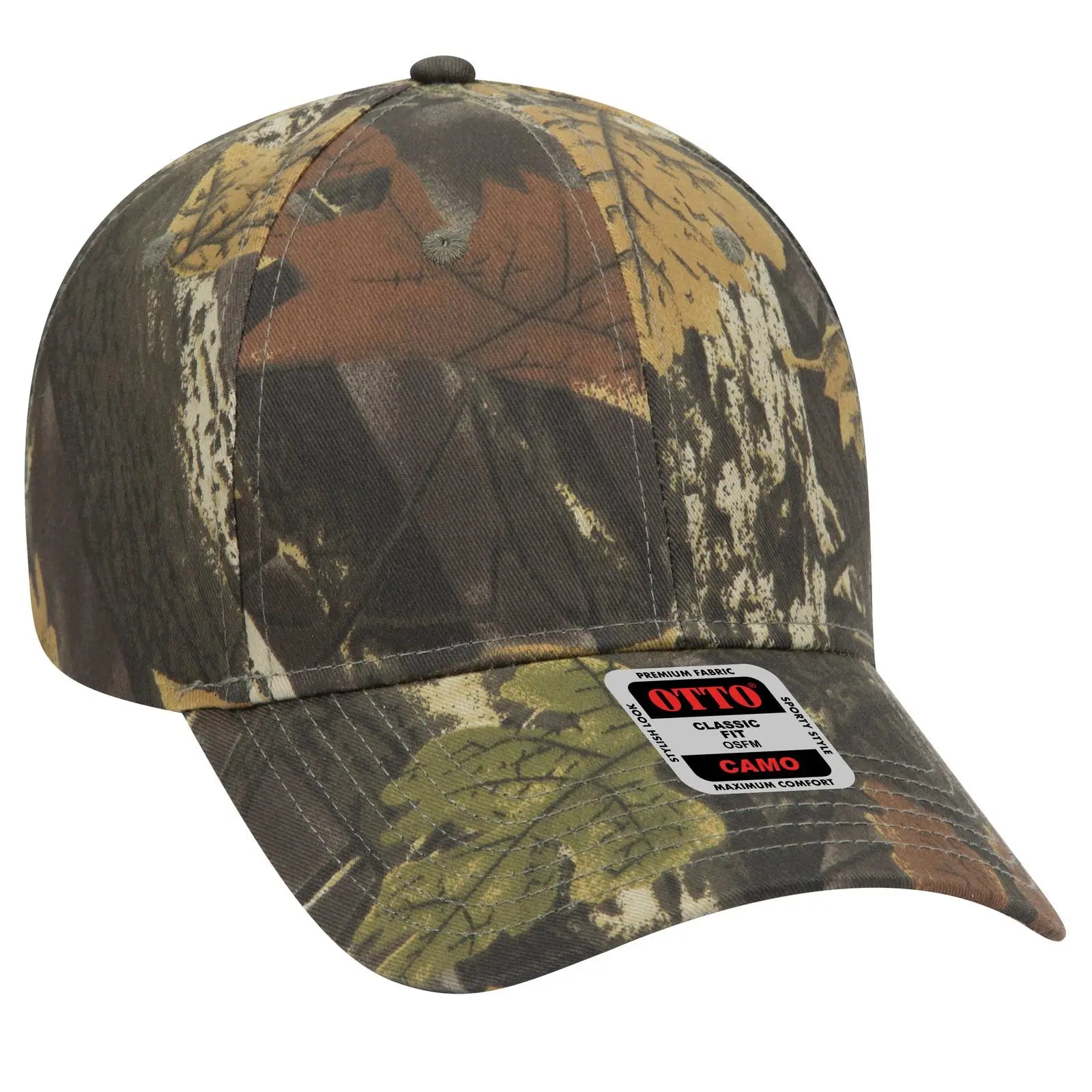 OTTO 78-353 Camouflage 6 Panel Low Profile Baseball Cap - Blk/Dk.Kha/Ch.Gry - Blk/Dk.Kha/Ch.Gry / 6 1/2’’ - 7 5/8’’