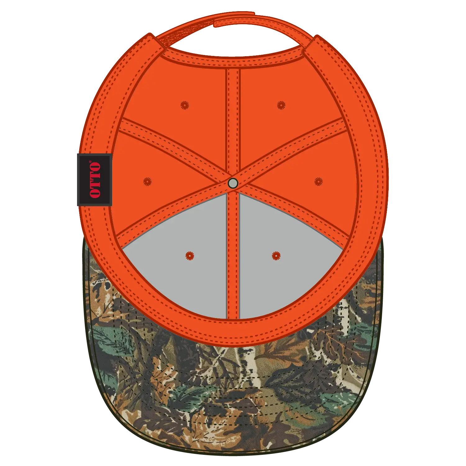 OTTO 78-353 Camouflage 6 Panel Low Profile Baseball Cap - Lt.Lod/Brn/Kly/N.Org - Lt.Lod/Brn/Kly/N.Org / 6 1/2’’ - 7