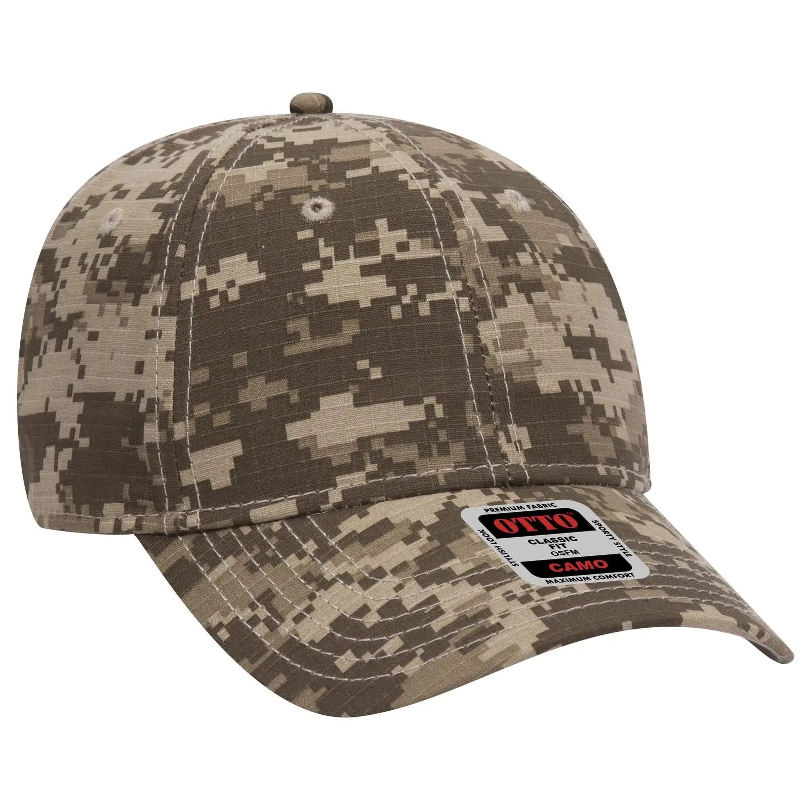 OTTO 78-353 Camouflage 6 Panel Low Profile Baseball Cap - Kha/D.Ol.Grn/D.Kha - Kha/D.Ol.Grn/D.Kha / 6 1/2’’ - 7 5/8’’