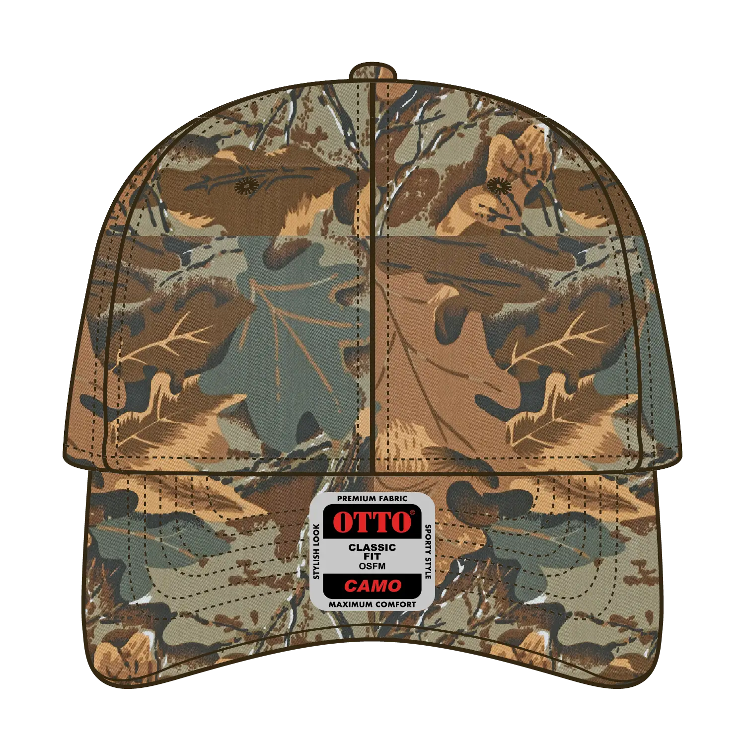 OTTO 78-353 Camouflage 6 Panel Low Profile Baseball Cap - Kha/Brn/Lt.Ol.Grn - Kha/Brn/Lt.Ol.Grn / 6 1/2’’ - 7 5/8’’