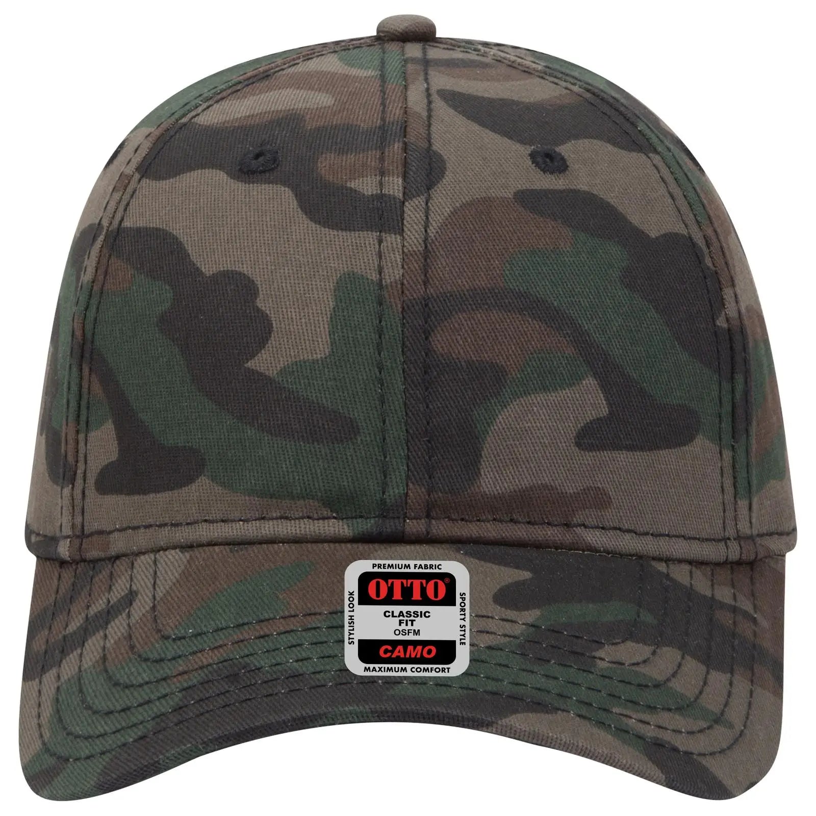 OTTO 78-353 Camouflage 6 Panel Low Profile Baseball Cap - Camo 004 - Camo 004 / 6 1/2’’ - 7 5/8’’