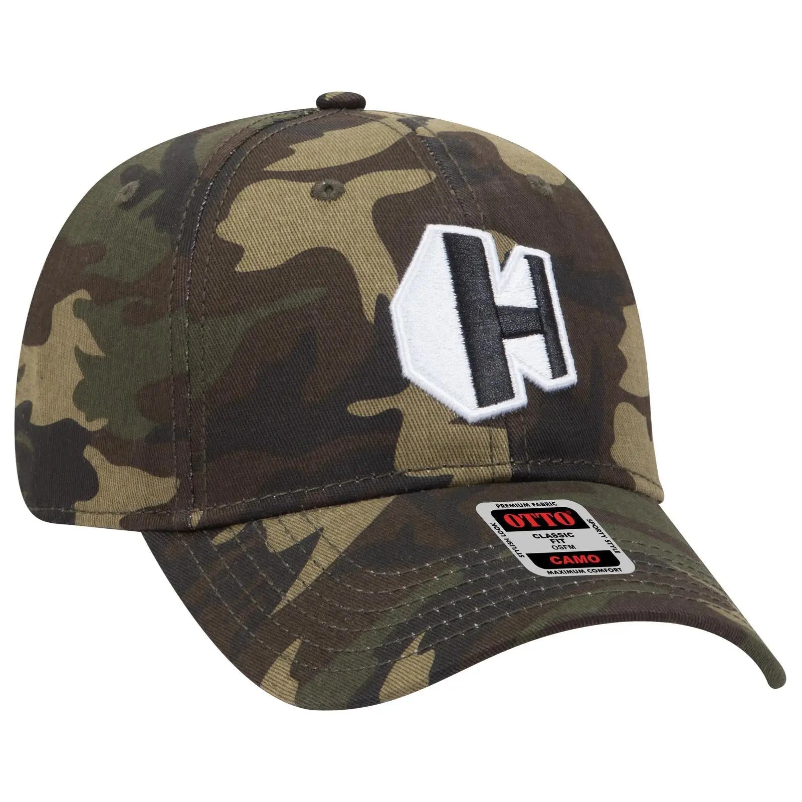 OTTO 78-353 Camouflage 6 Panel Low Profile Baseball Cap - Camo 008 - Camo 008 / 6 1/2’’ - 7 5/8’’