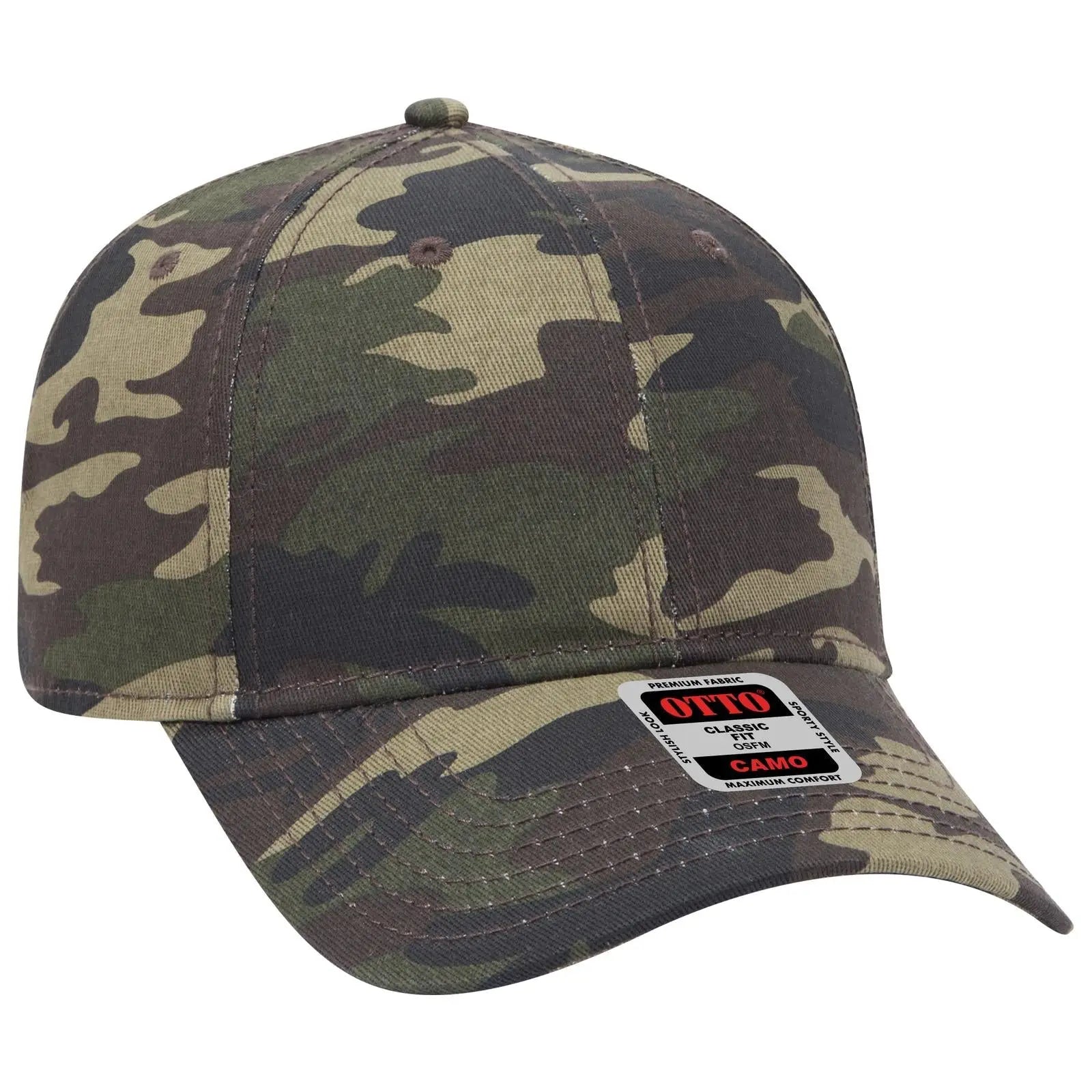 OTTO 78-353 Camouflage 6 Panel Low Profile Baseball Cap - Camo 008 - Camo 008 / 6 1/2’’ - 7 5/8’’