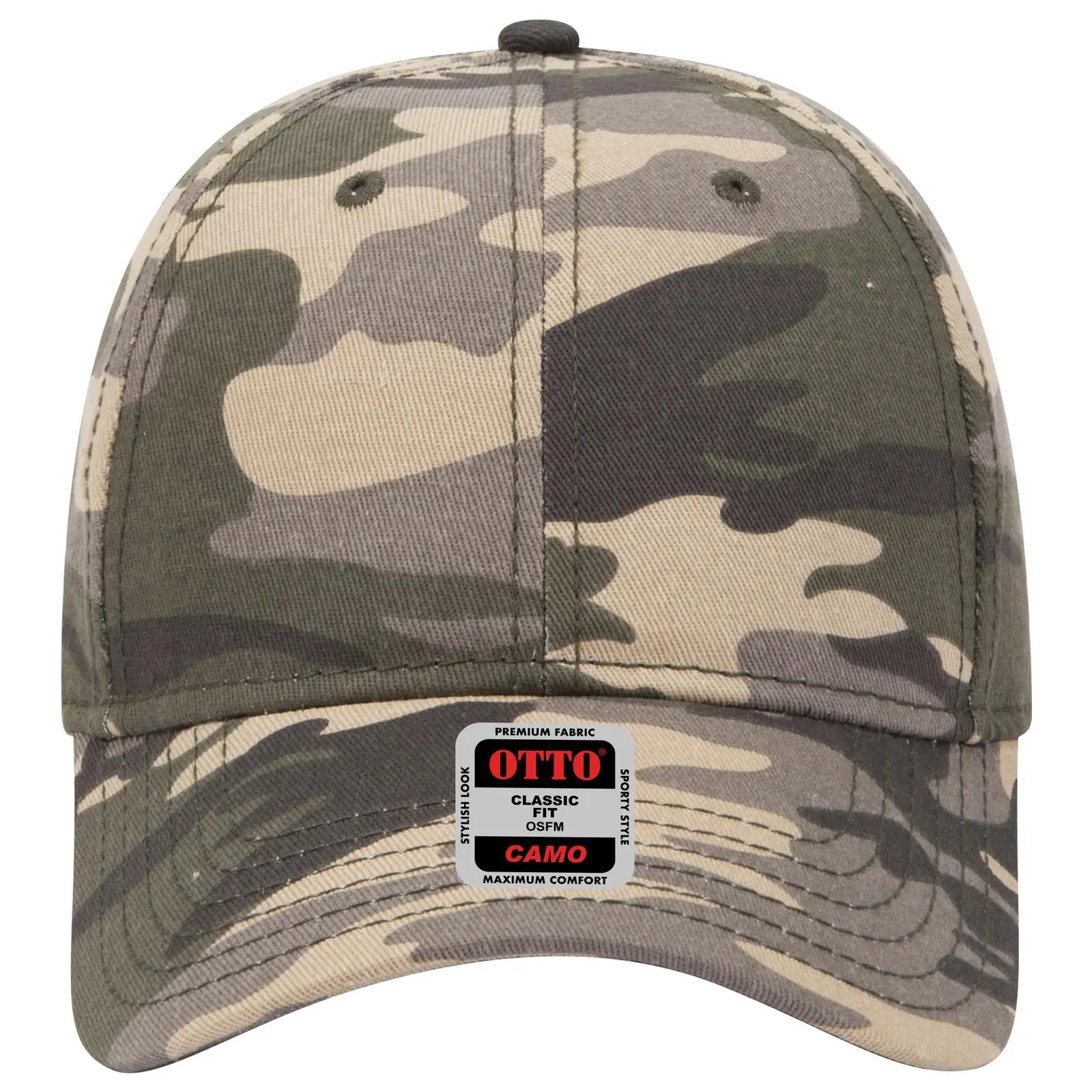 OTTO 78-353 Camouflage 6 Panel Low Profile Baseball Cap - Camo 010 - Camo 010 / 6 1/2’’ - 7 5/8’’