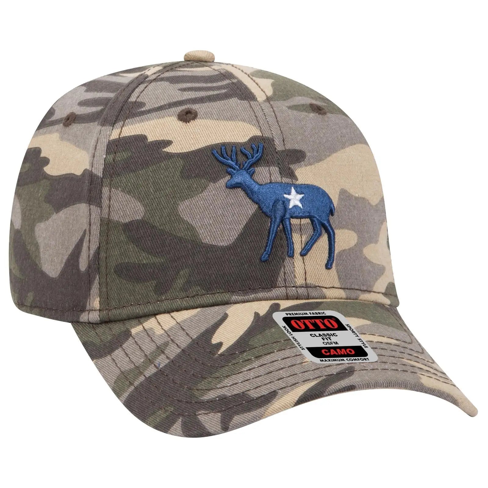 OTTO 78-353 Camouflage 6 Panel Low Profile Baseball Cap - Camo 010 - Camo 010 / 6 1/2’’ - 7 5/8’’