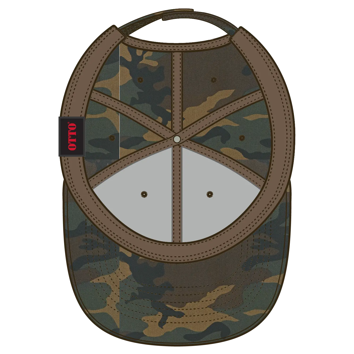 OTTO 78-353 Camouflage 6 Panel Low Profile Baseball Cap - Dk.Grn/Brn - Dk.Grn/Brn / 6 1/2’’ - 7 5/8’’