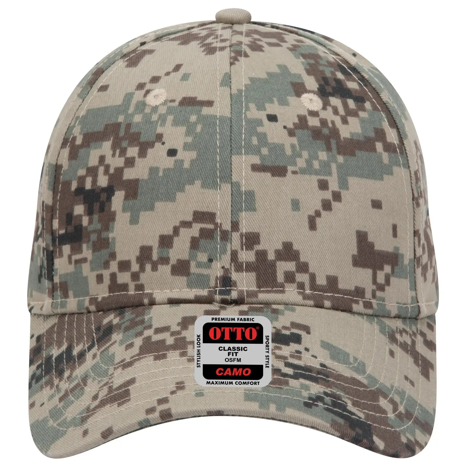 OTTO 78-353 Camouflage 6 Panel Low Profile Baseball Cap - Kha/Brn/Blk - Kha/Brn/Blk / 6 1/2’’ - 7 5/8’’