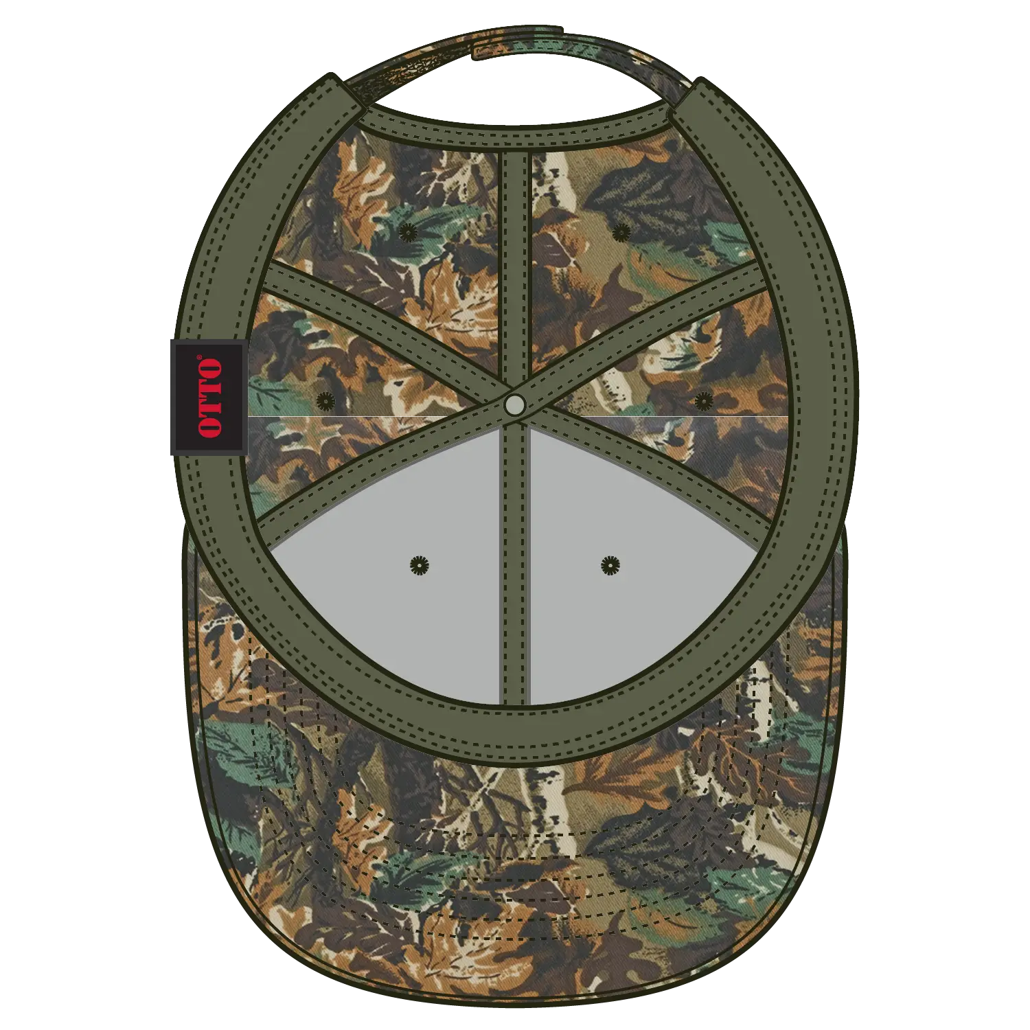 OTTO 78-353 Camouflage 6 Panel Low Profile Baseball Cap - Lt.Lod/Brn/Kly - Lt.Lod/Brn/Kly / 6 1/2’’ - 7 5/8’’