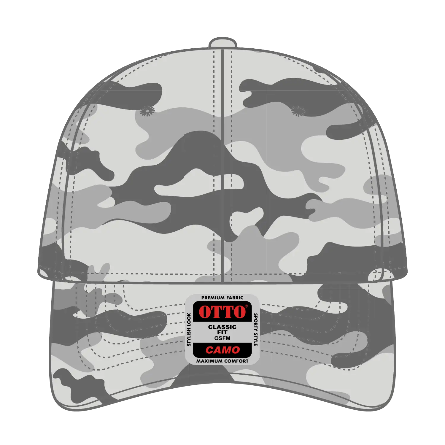 OTTO 78-353 Camouflage 6 Panel Low Profile Baseball Cap - St Gry/Gry - St Gry/Gry / 6 1/2’’ - 7 5/8’’