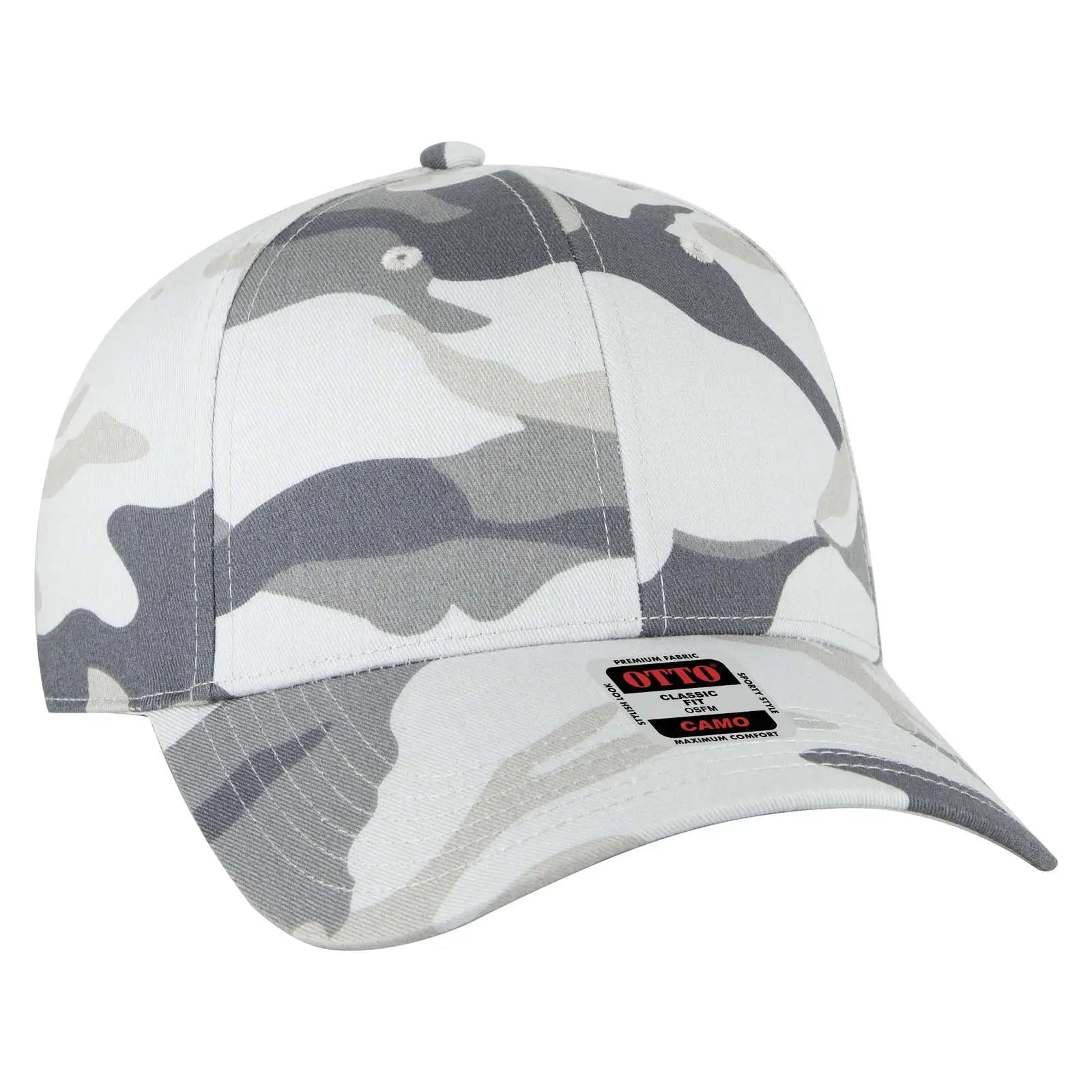 OTTO 78-353 Camouflage 6 Panel Low Profile Baseball Cap - St Gry/Gry - St Gry/Gry / 6 1/2’’ - 7 5/8’’