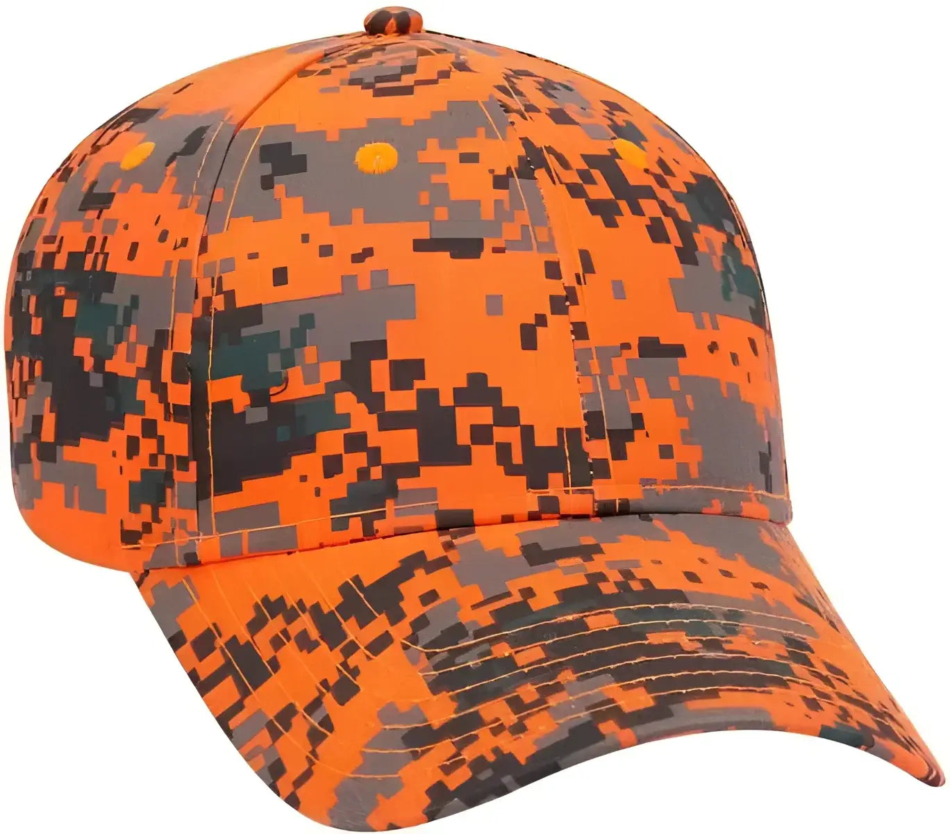 OTTO 78-776 Digital Camouflage 6 Panel Low Profile Baseball Cap - Neon Orange Brown Black - Orange Brown / One Size