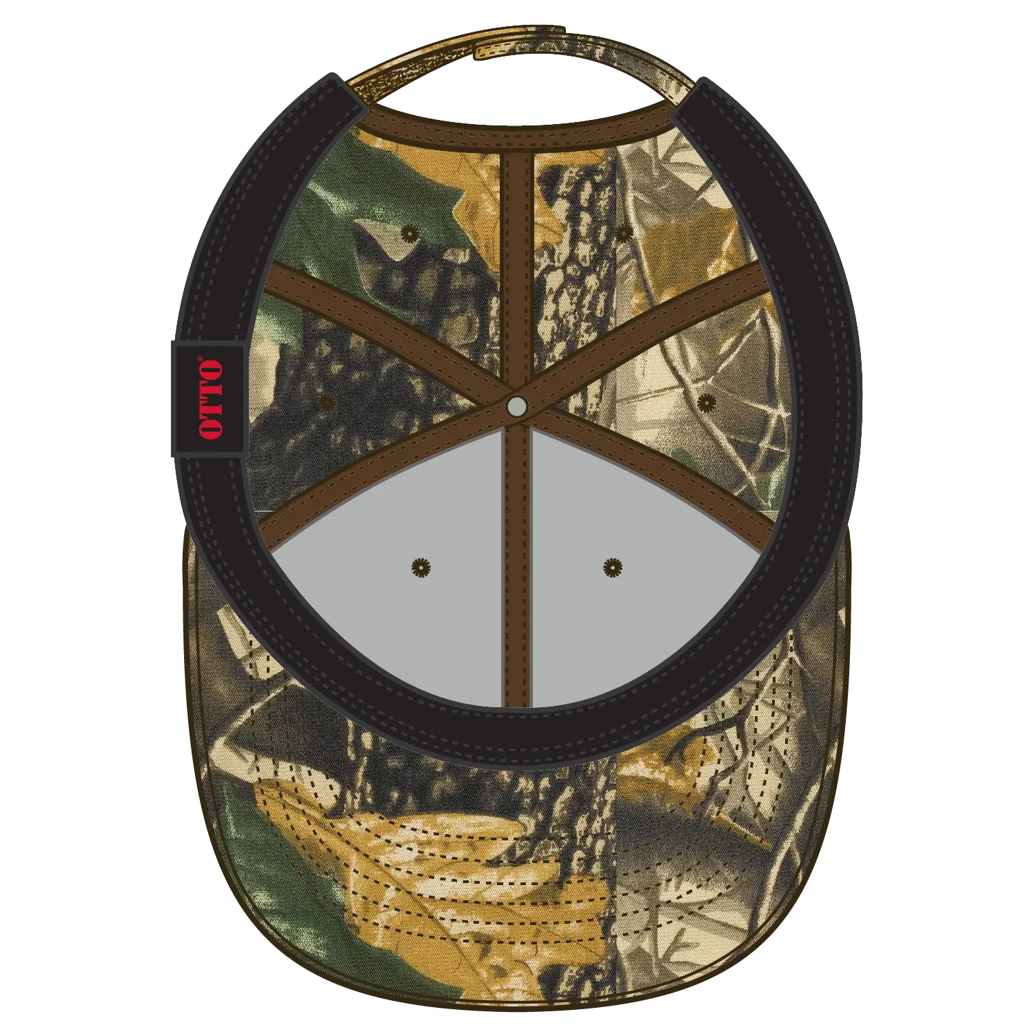 OTTO 78-835 Camouflage 6 Panel Low Profile Baseball Cap - Kha/Blk/Dk.Grn - Kha/Blk/Dk.Grn / 6 1/2’’ - 7 5/8’’
